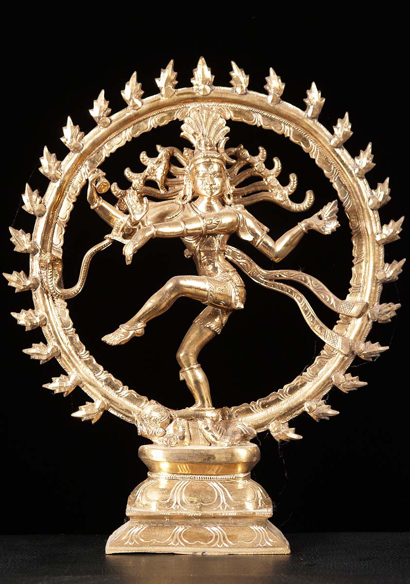 Golden Nataraja Bronze Statue 14"