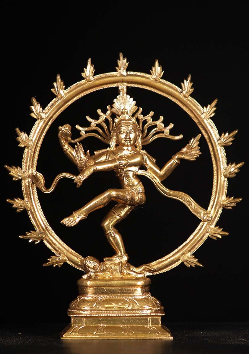 Shiva Nataraja Figur Bronze Goldfarbend 10 cm Statue 