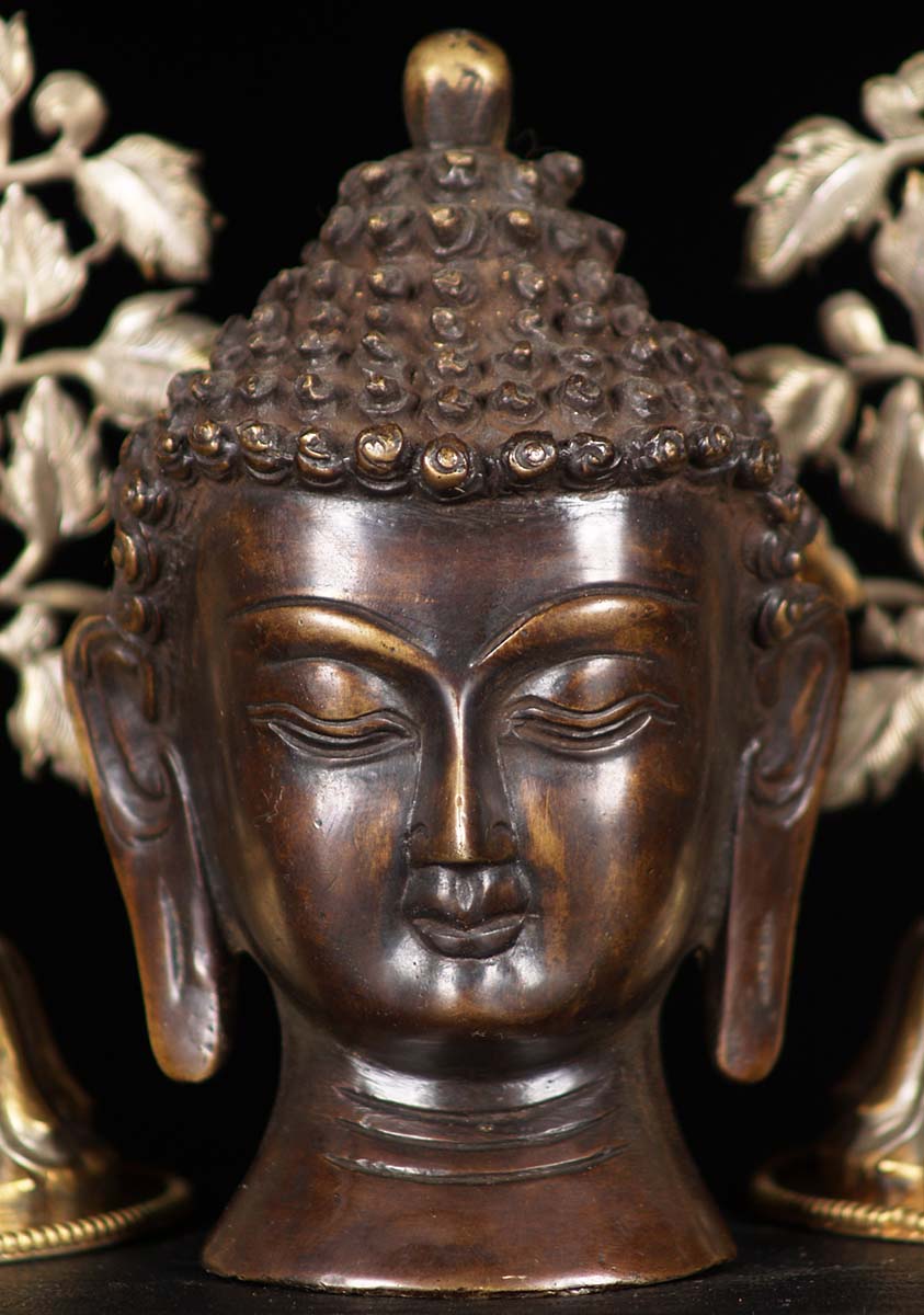 Brass Indian Buddha Head 4.5"