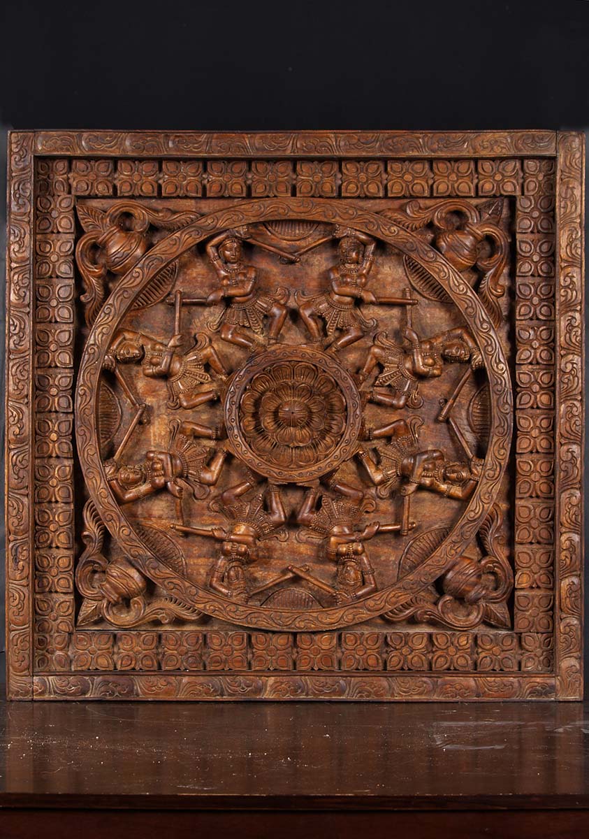 Wooden Indian Dancing Ladies Panel 30"