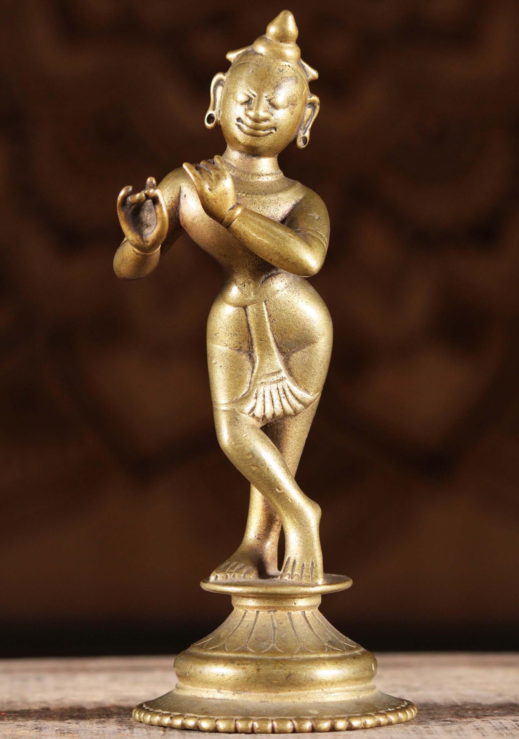 19th Century Bronze Antique Krishna Sculpture 8"