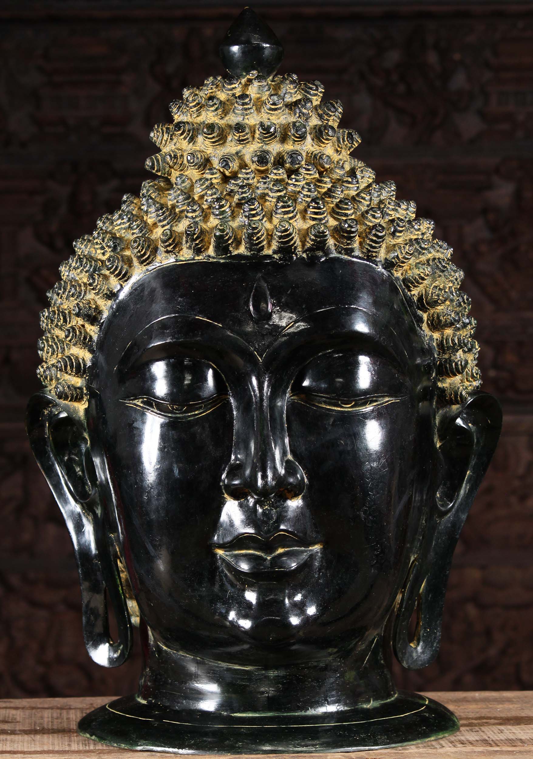 Brass Buddha Head, Large Buddha Bust