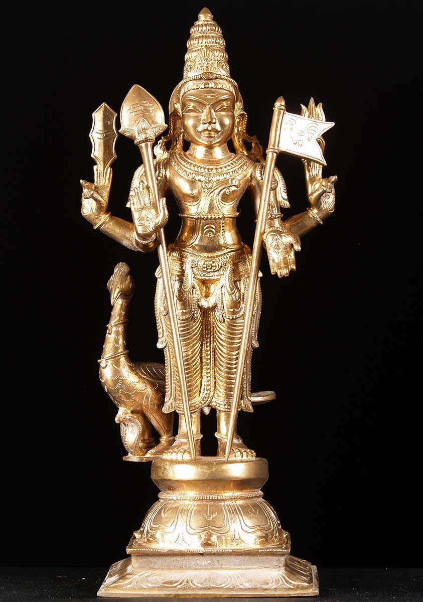 SOLD Polished Bronze Golden Murugan Statue 21