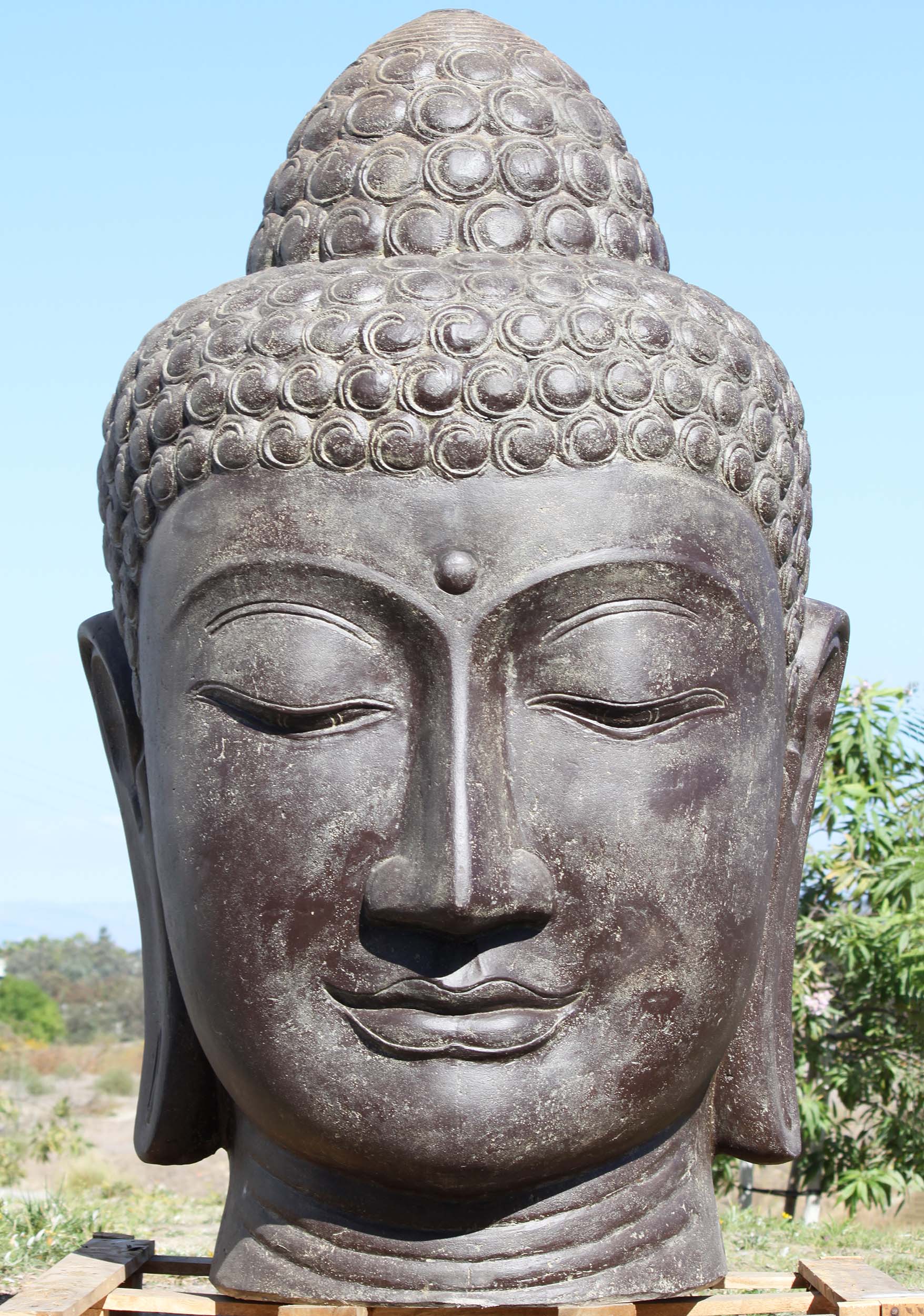 6 Foot tall, Large Buddha Head Fountain Water Feature