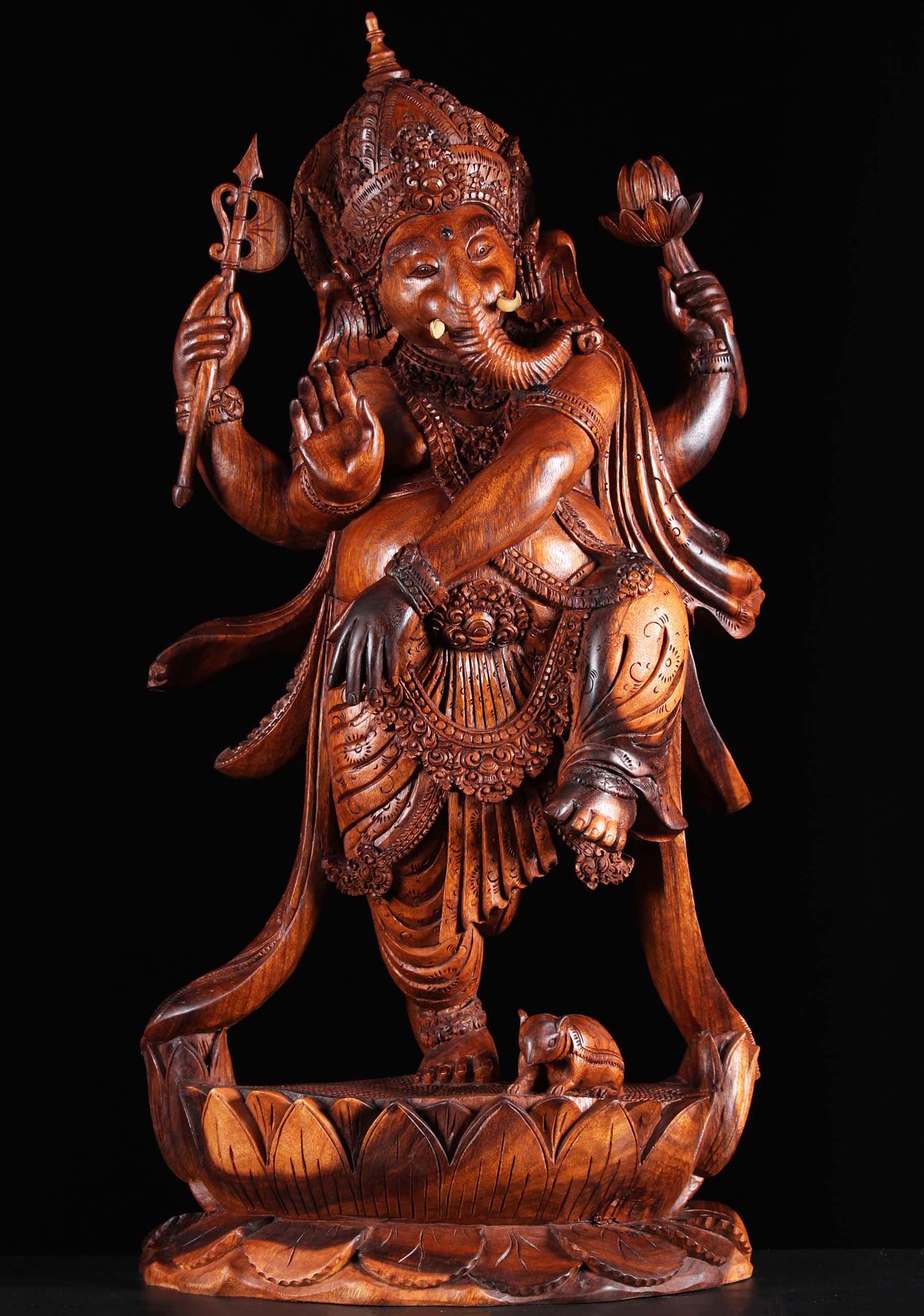 Wood Balinese Dancing Ganesh Statue 40"