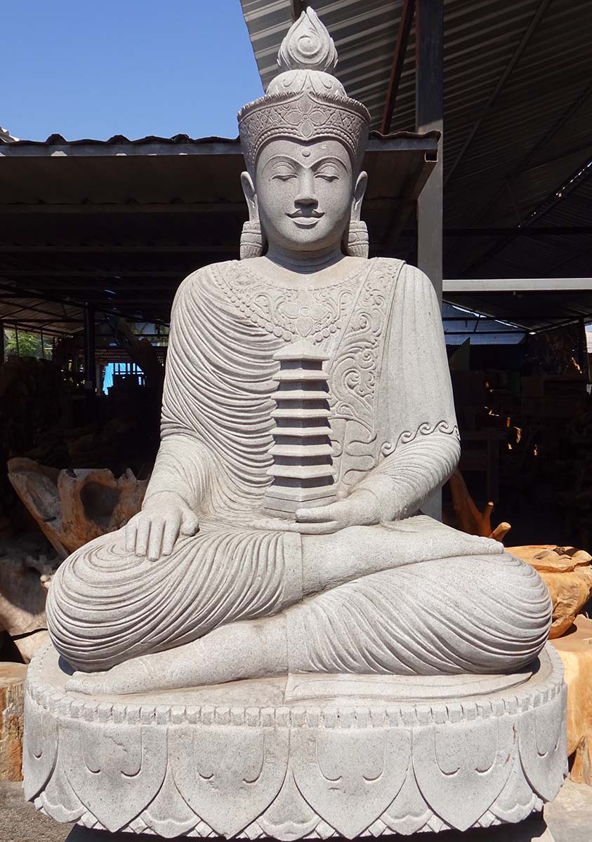 Large Garden Buddha Holding Pagoda 75"