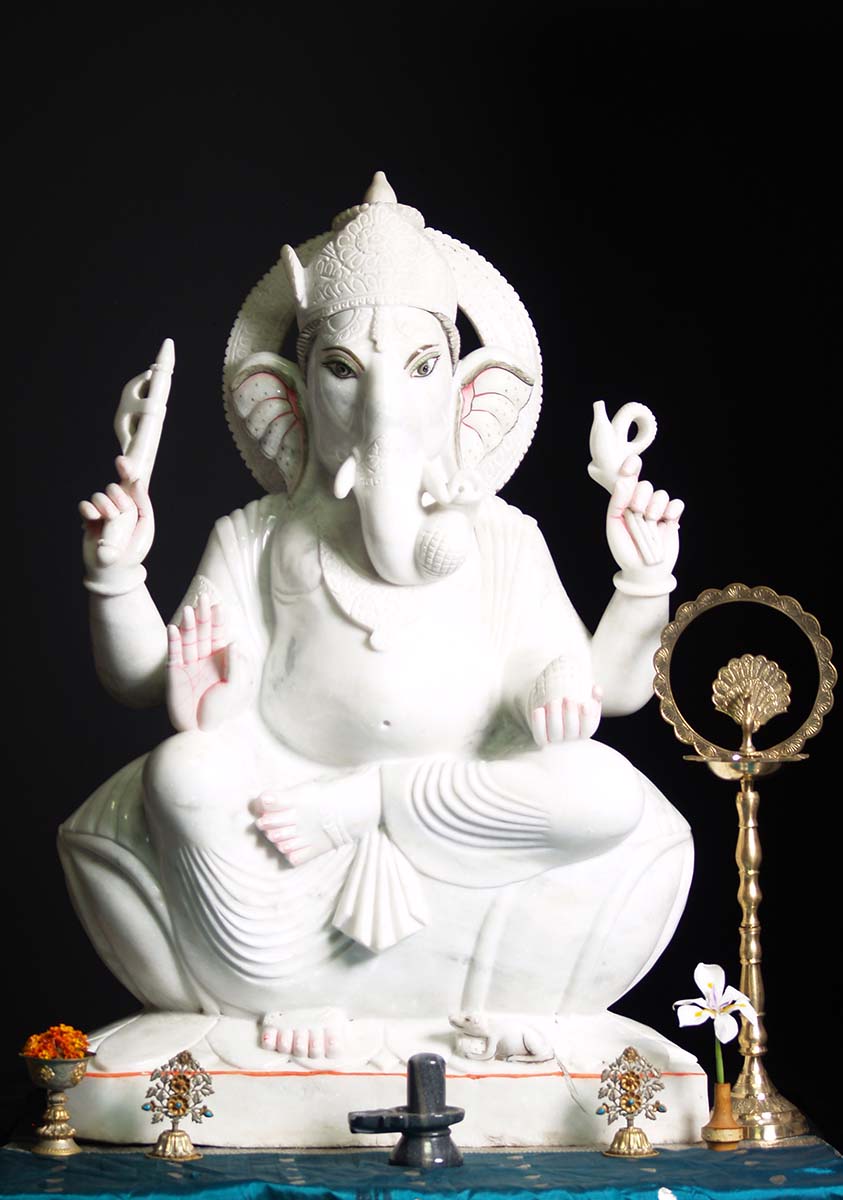 Large White Marble Ganesha Statue 46"