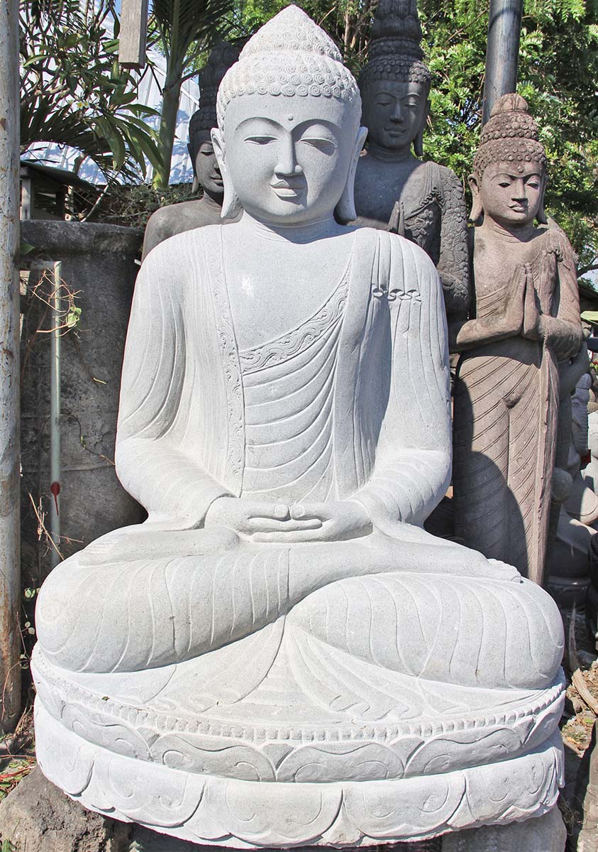 Large Meditating Buddha Garden Statue Hand Carved from 1 Block of Stone 79"