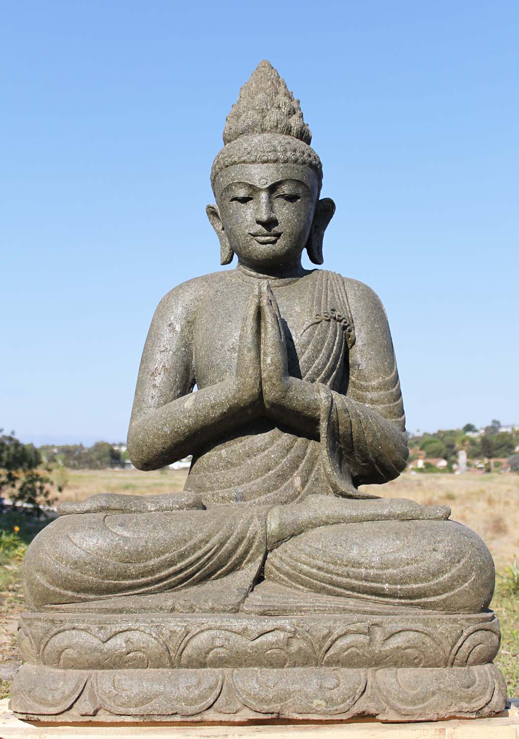 Stone Large Namaste Buddha Garden Statue 48"