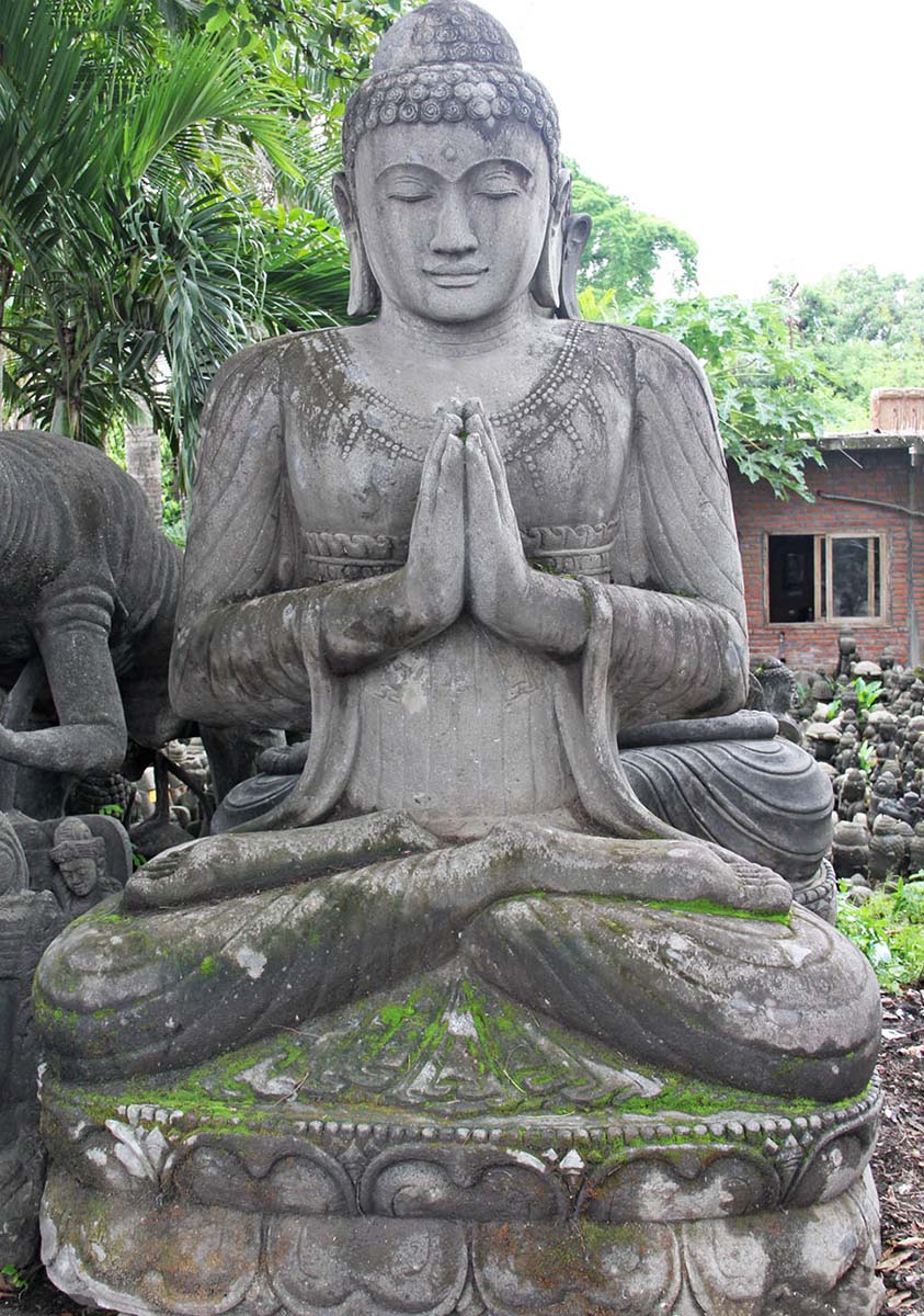 SOLD Large Stone Namaste Garden Buddha Statue 94
