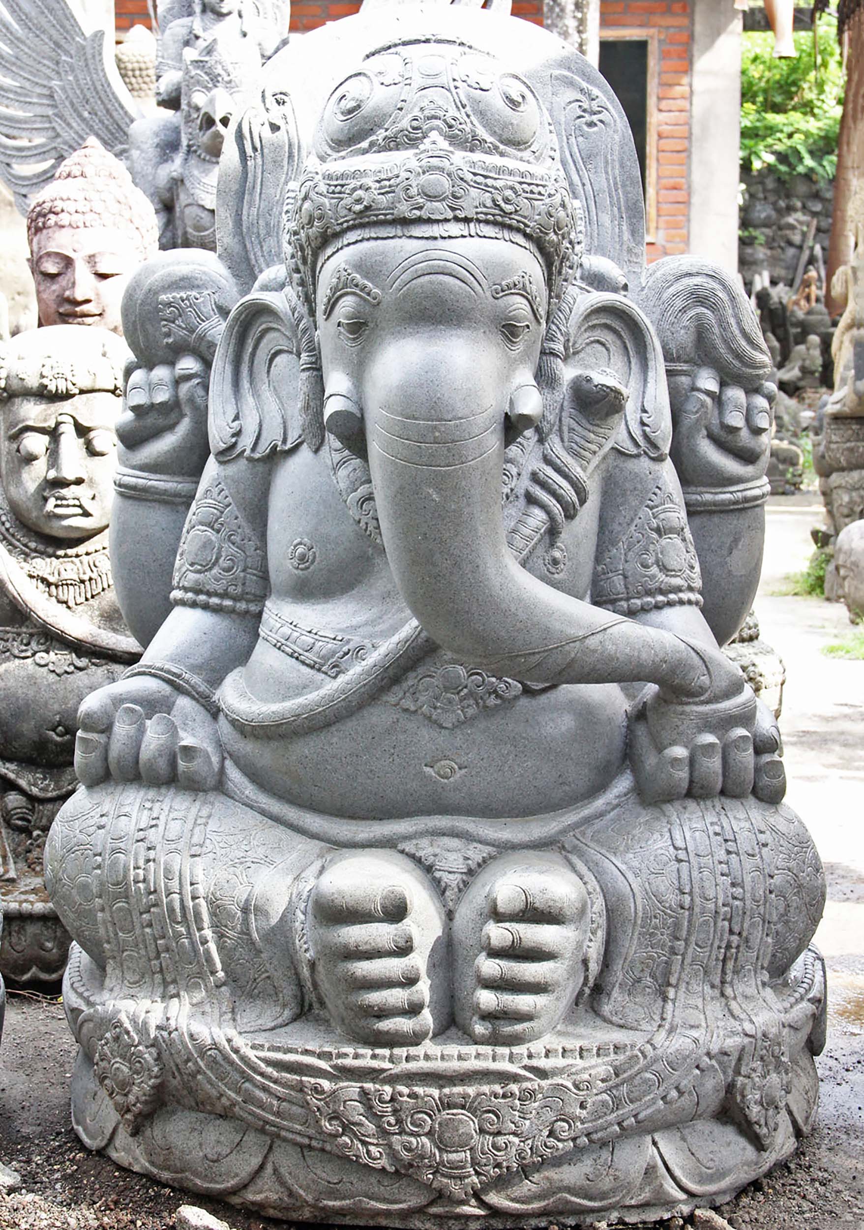 ャガネーシ Seated Base Hindu God - Stone Ganesha Statue - L :20220930000450 ...