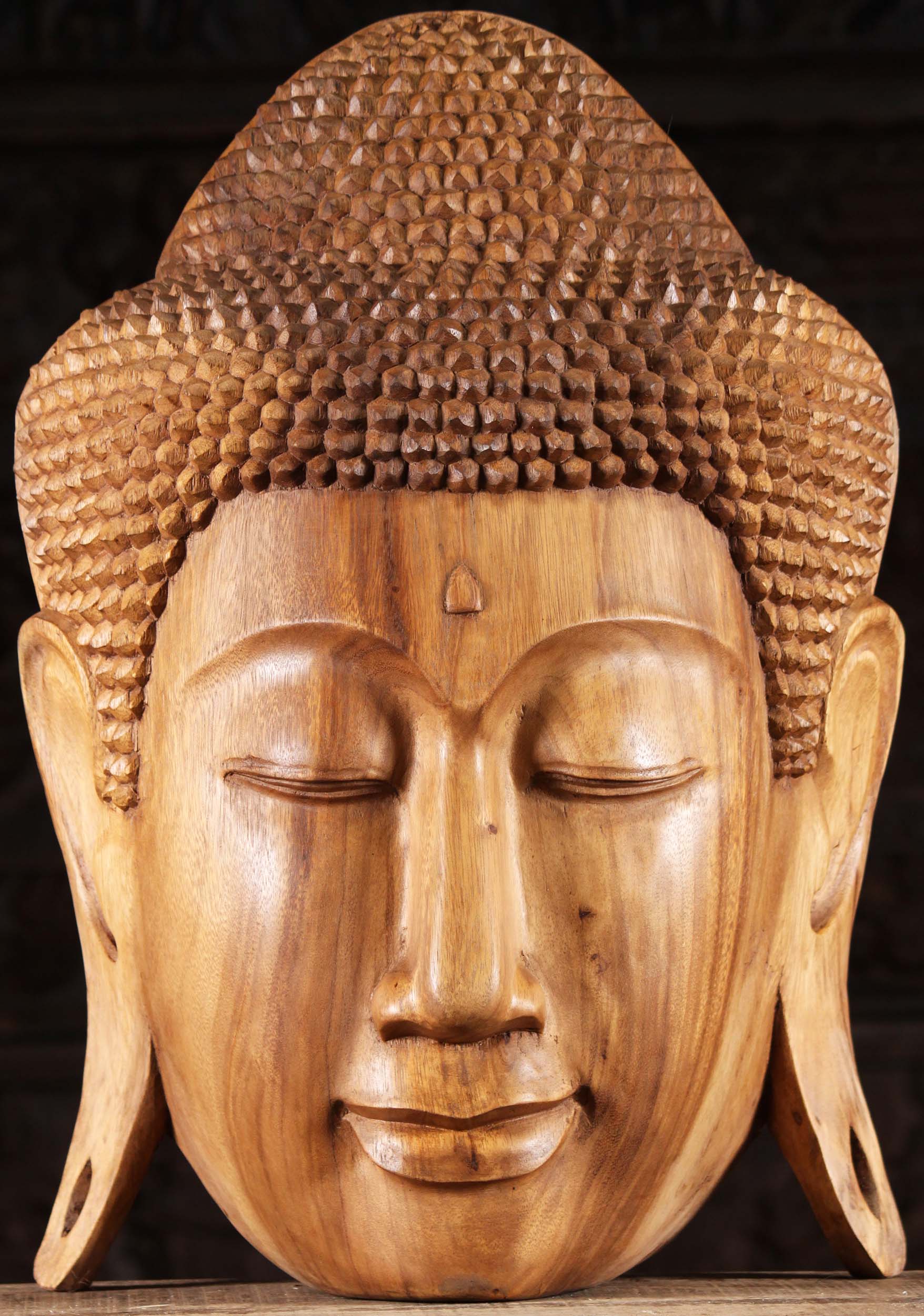 Hensigt klippe lotus SOLD Wooden Buddha Face Mask Wall Hanging 23" (#119bw23): Hindu Gods &  Buddha Statues