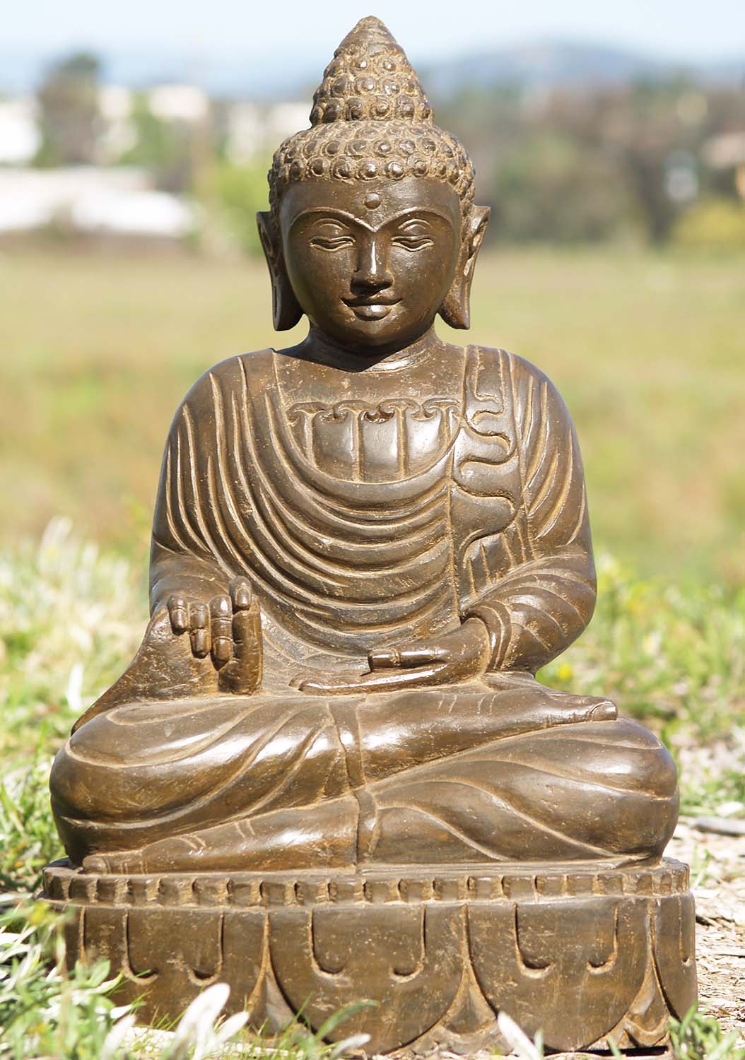 Lava Stone Teaching Buddha Sculpture 24"