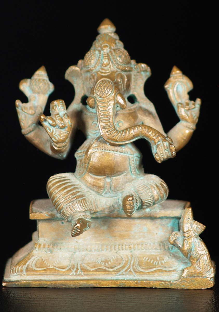 Bronze Little Altar Ganesha Statue 4"