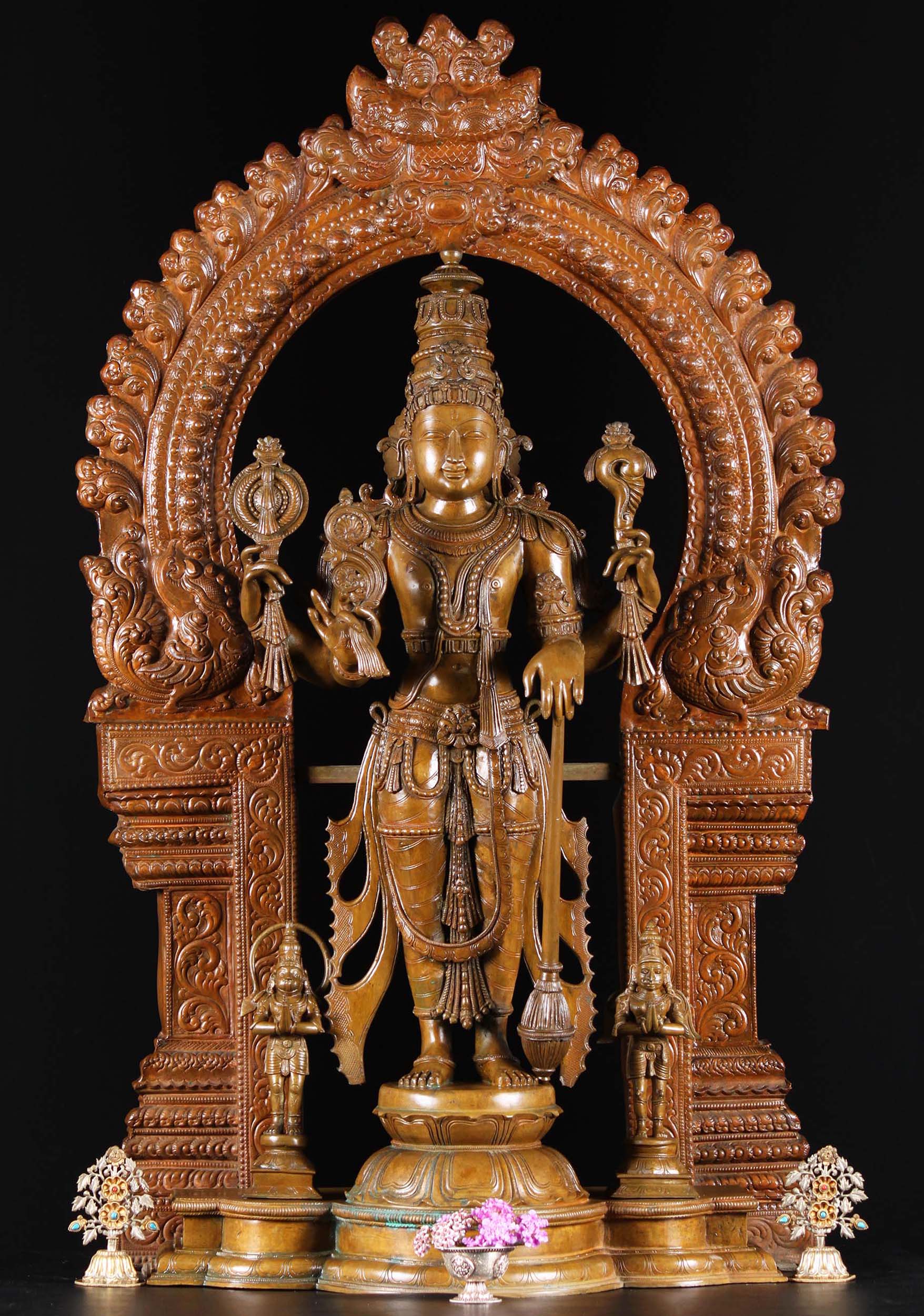 Masterpiece Bronze Vishnu with Beautiful Arch 38"