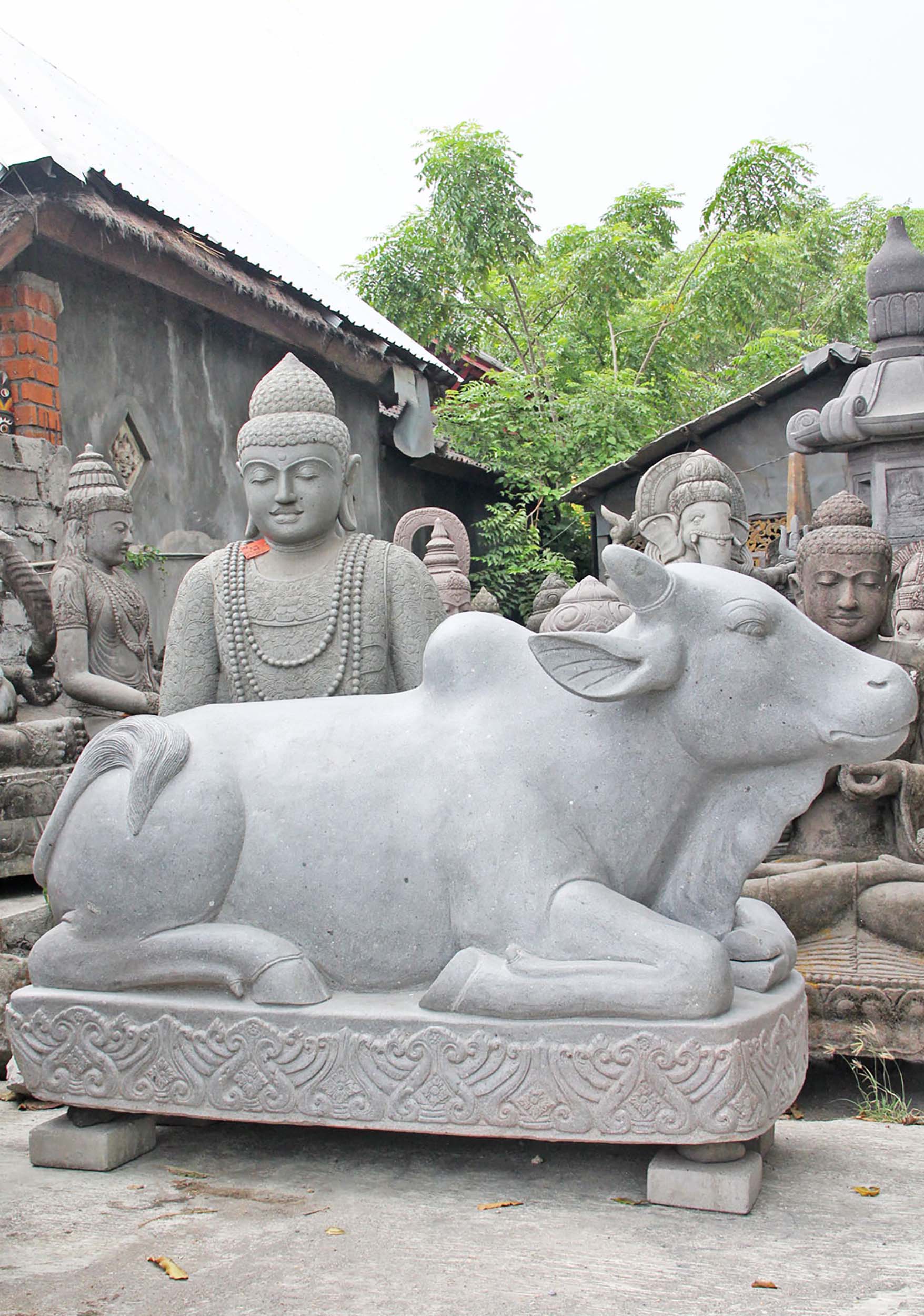 Masterpiece Stone Nandi Temple Sculpture 83"