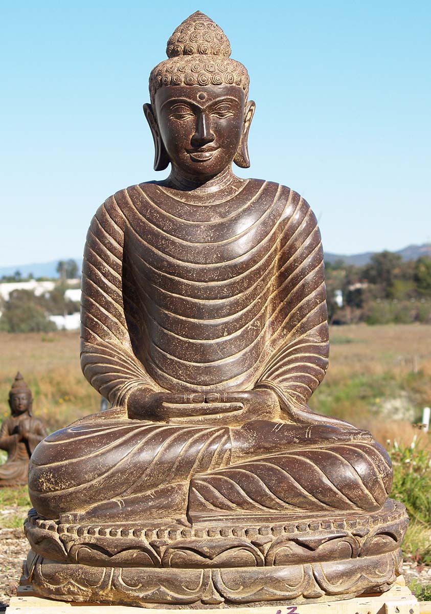 Stone Meditating Buddha Garden Statue 41"