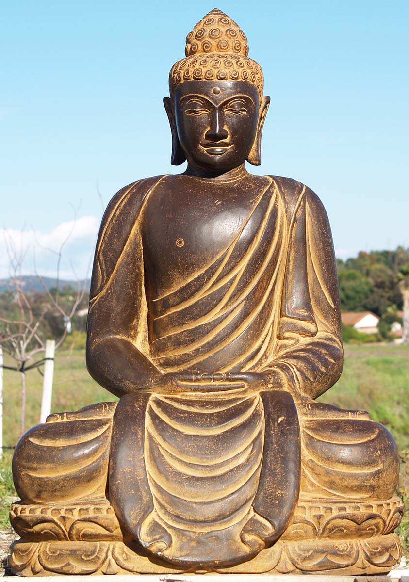 Stone Meditating Garden Buddha Statue 40"