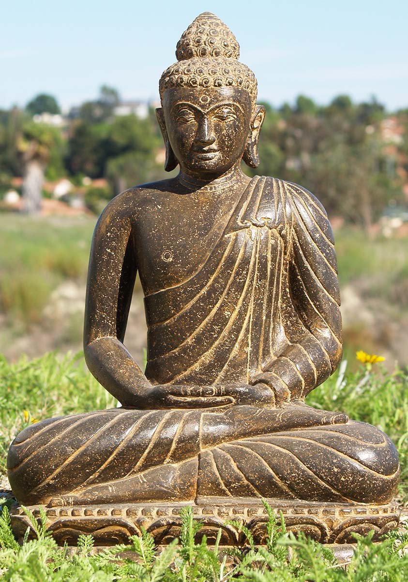 SOLD Stone Meditating Garden Buddha 24
