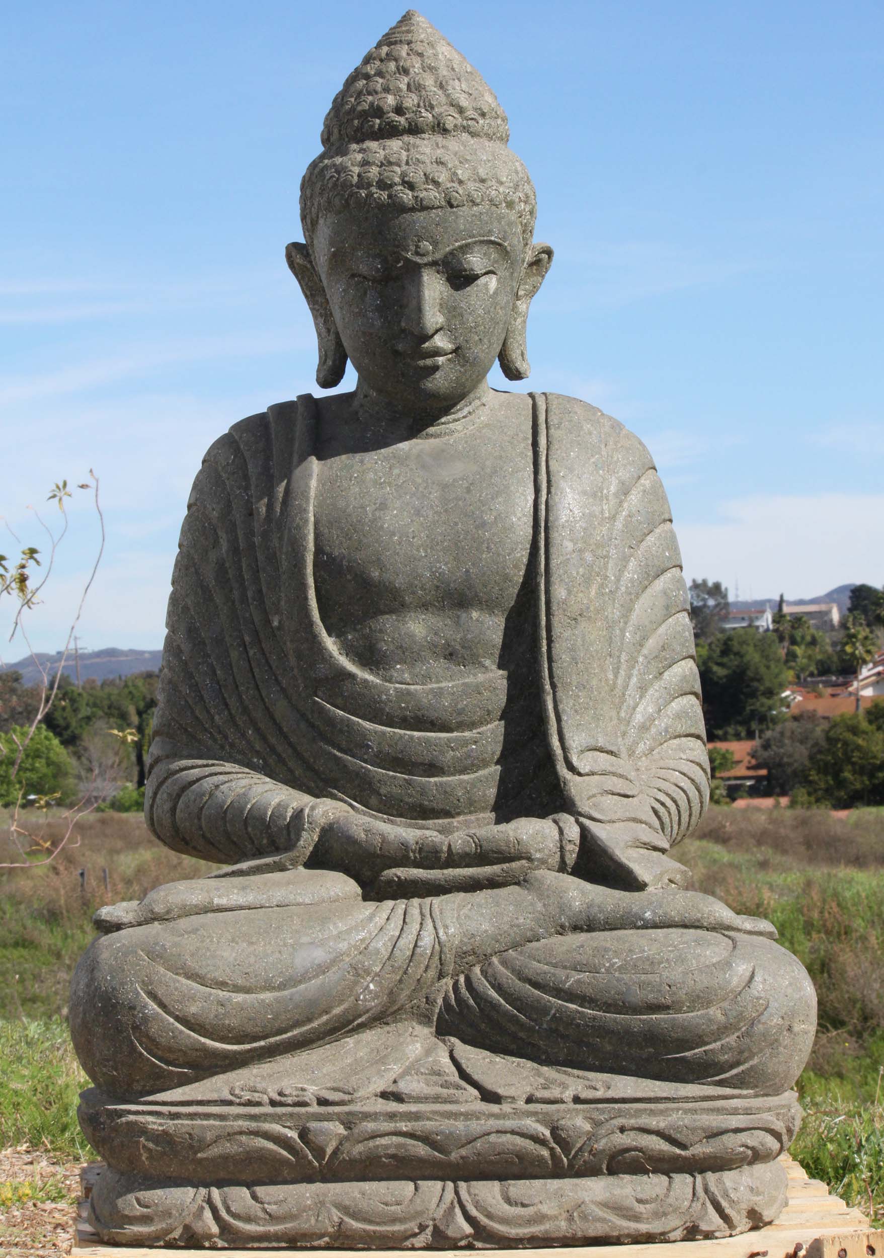 SOLD Stone Meditating Garden Buddha Sculpture 40" (#86ls198): Hindu