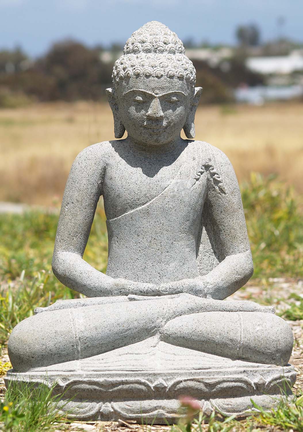 Stone Meditating Peaceful Buddha Sculpture 21"