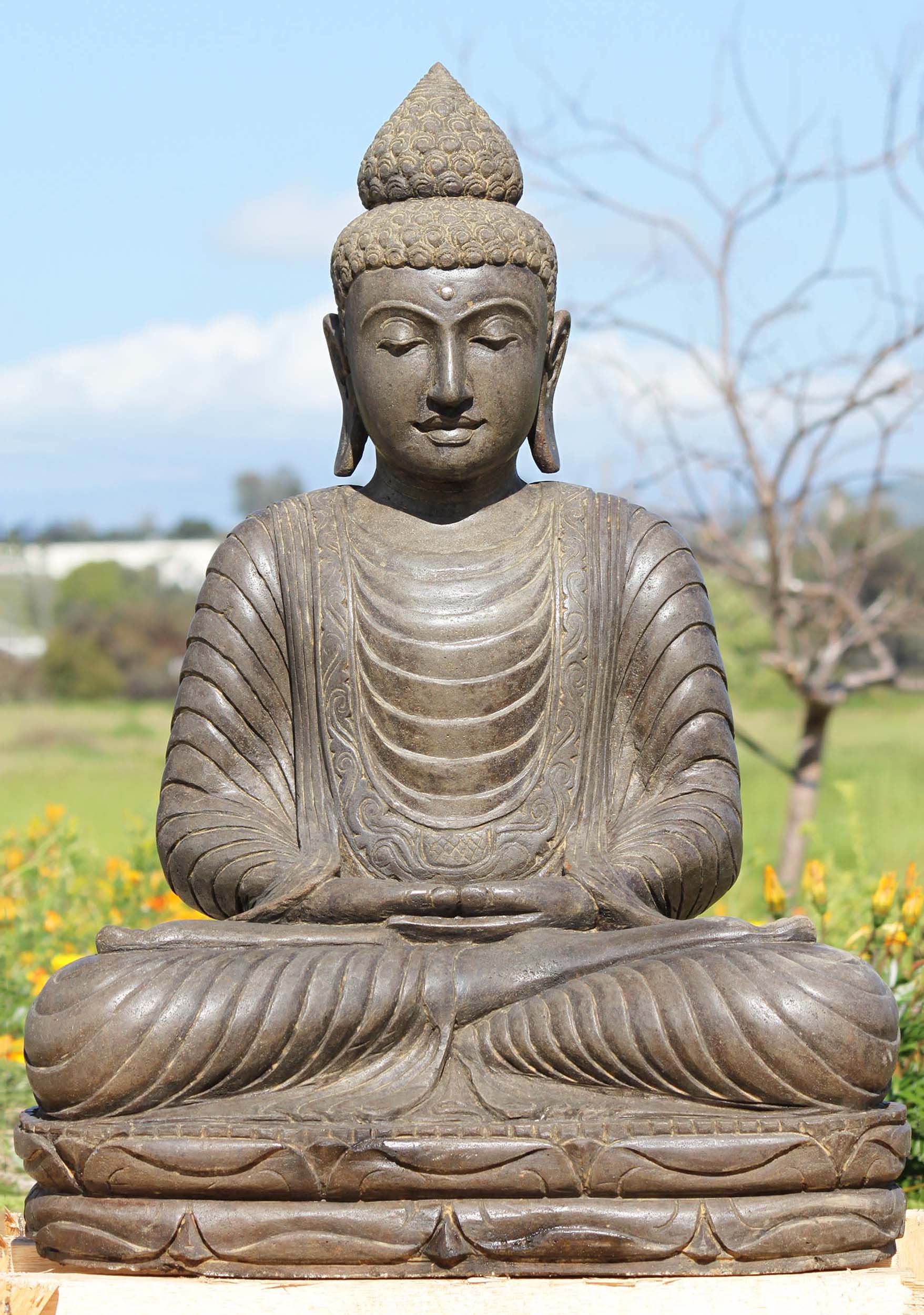 SOLD Stone Meditating Garden Buddha Statue 31