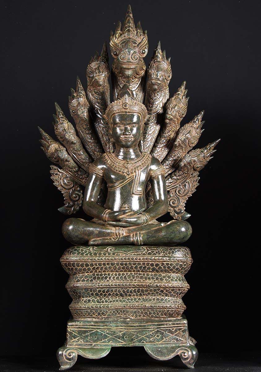 Masterpiece 9 Headed Naga Buddha Statue 44"