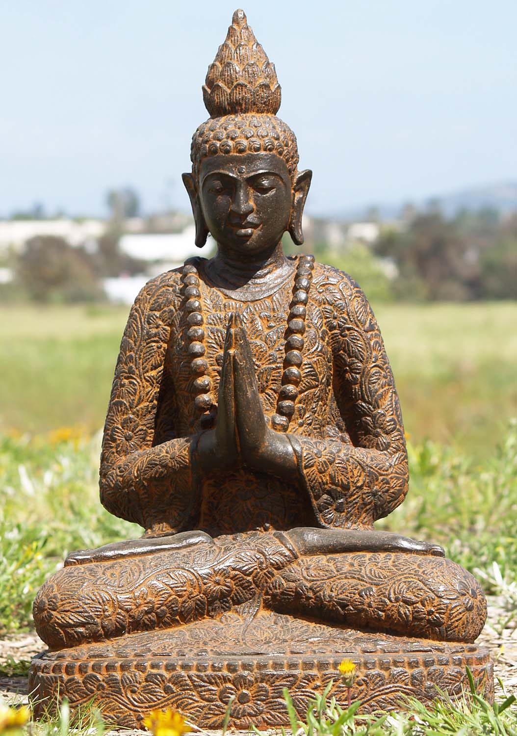 SOLD Stone Namaste Garden Buddha  Statue 25 86ls175 