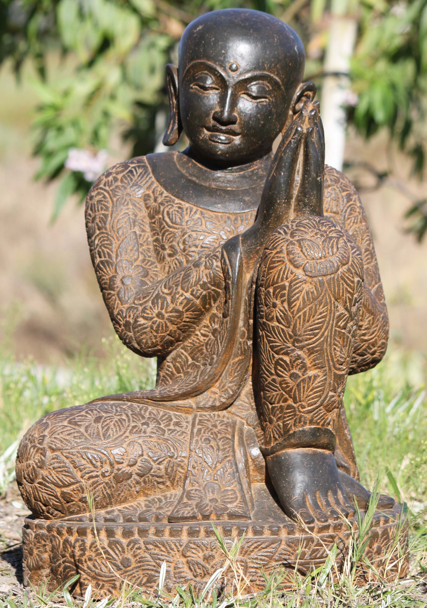 Stone Garden Namaste Buddha Statue 24"