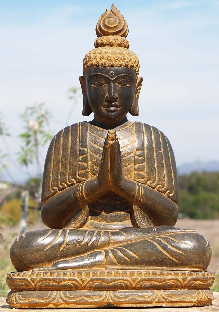 Stone Namaste Buddha Statue 32"