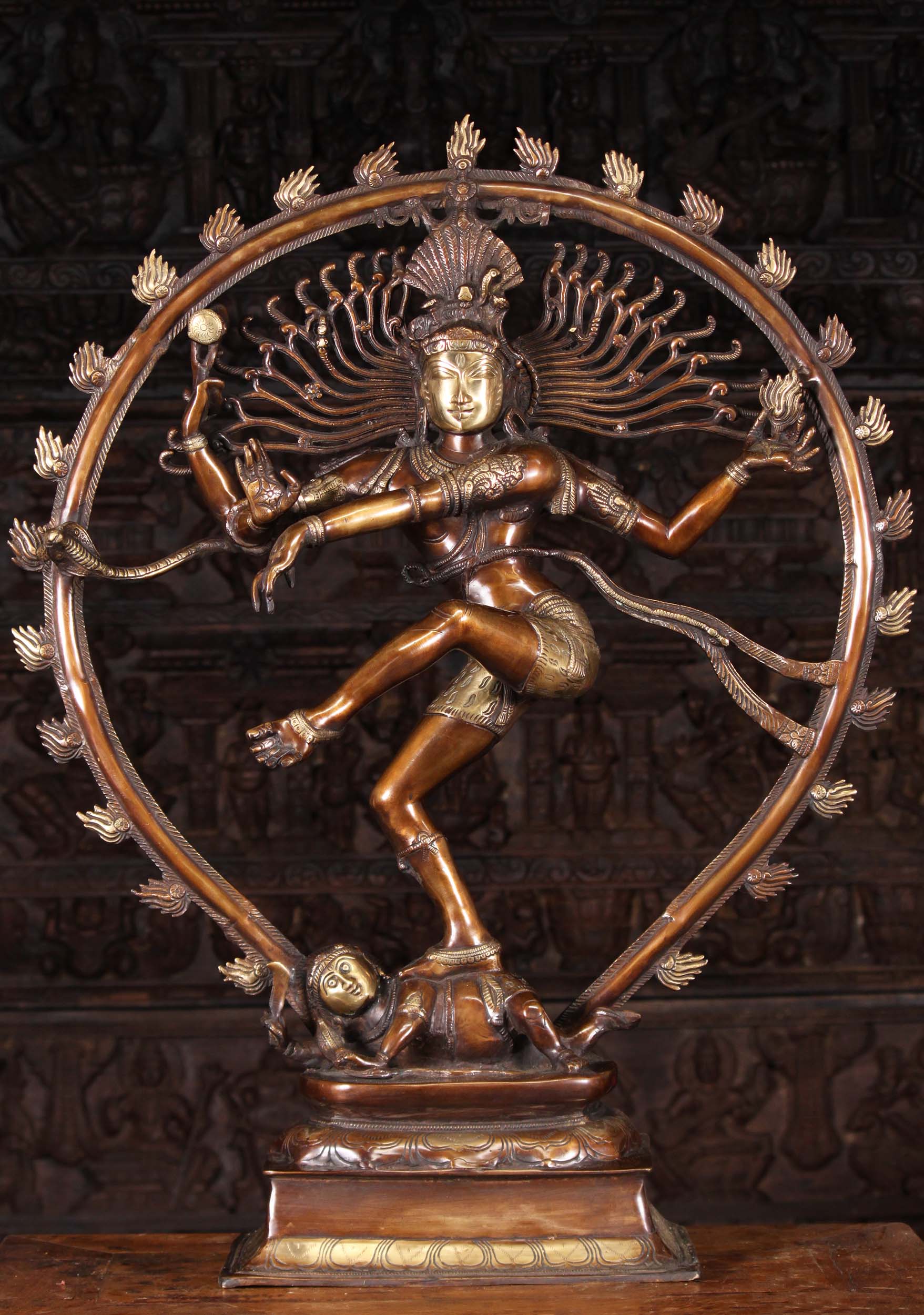 Nataraja Murti of Shiva the Lord of Dance with Flaming Oval Prabha Mandala Made in India 35"