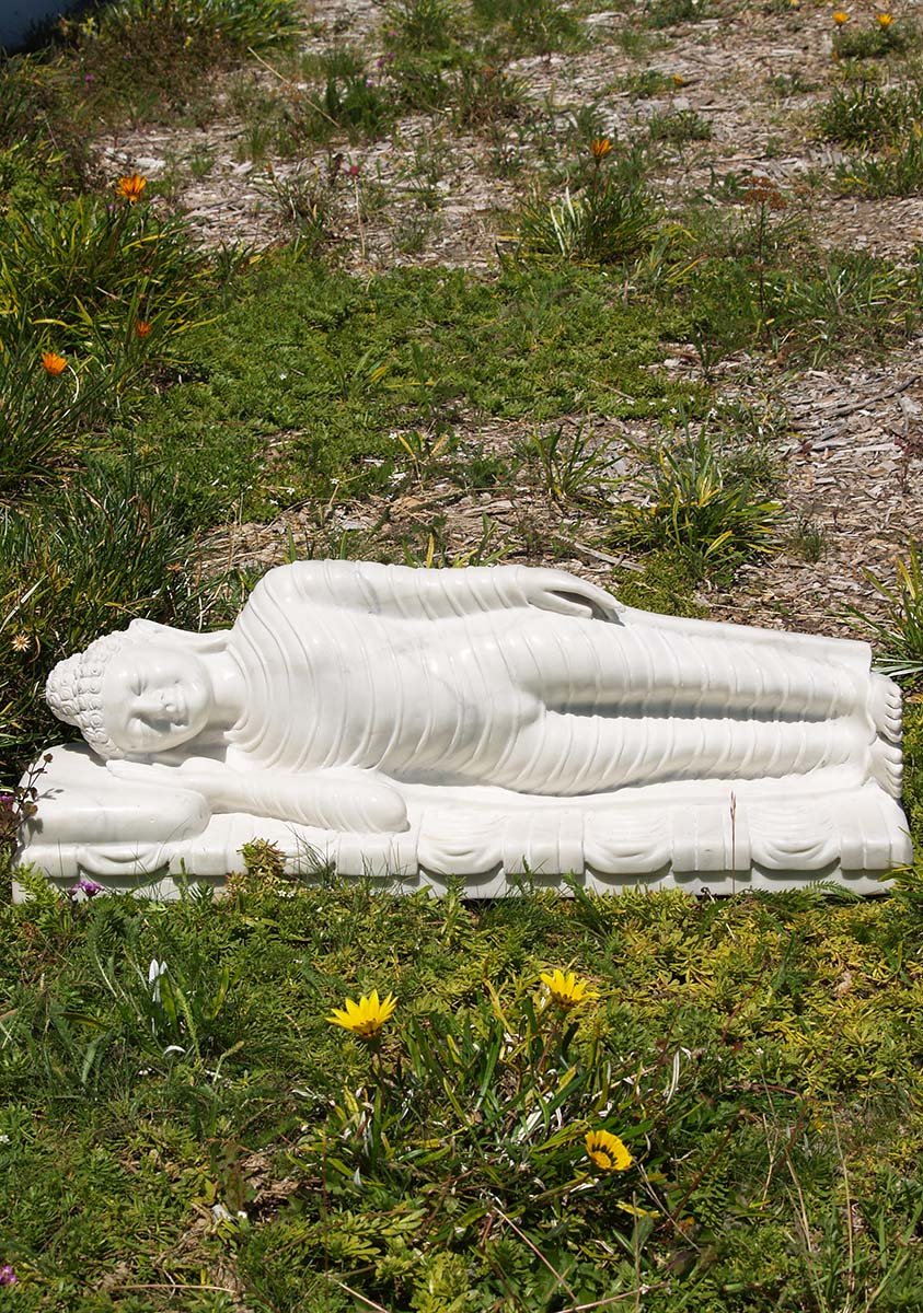 White Marble Reclining Buddha Sculpture 37