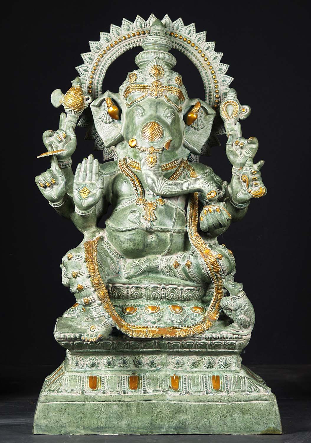 Brass Seated Ganesh With 6 Arms 45"
