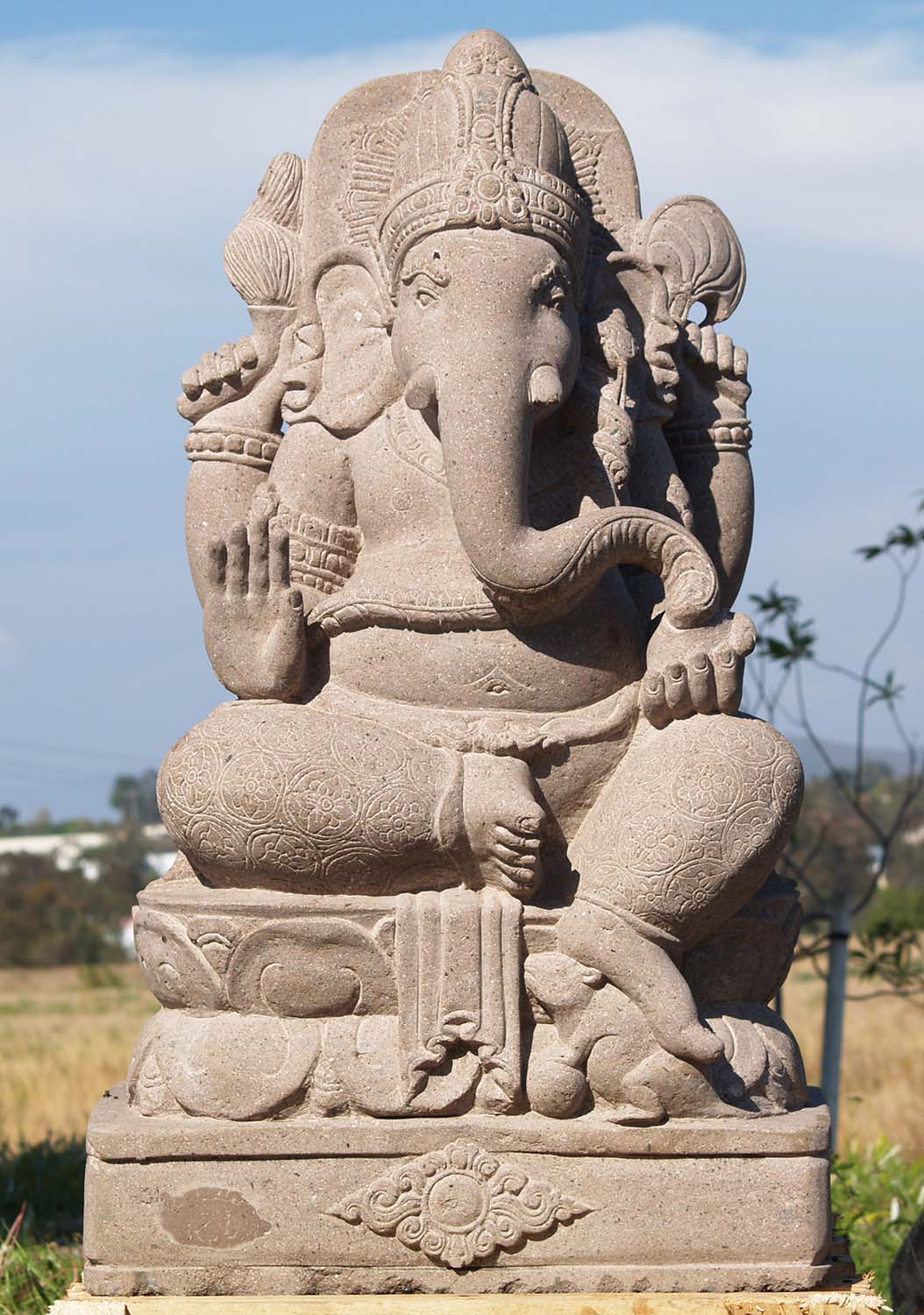 Stone Seated Garden Ganesh Statue 40"