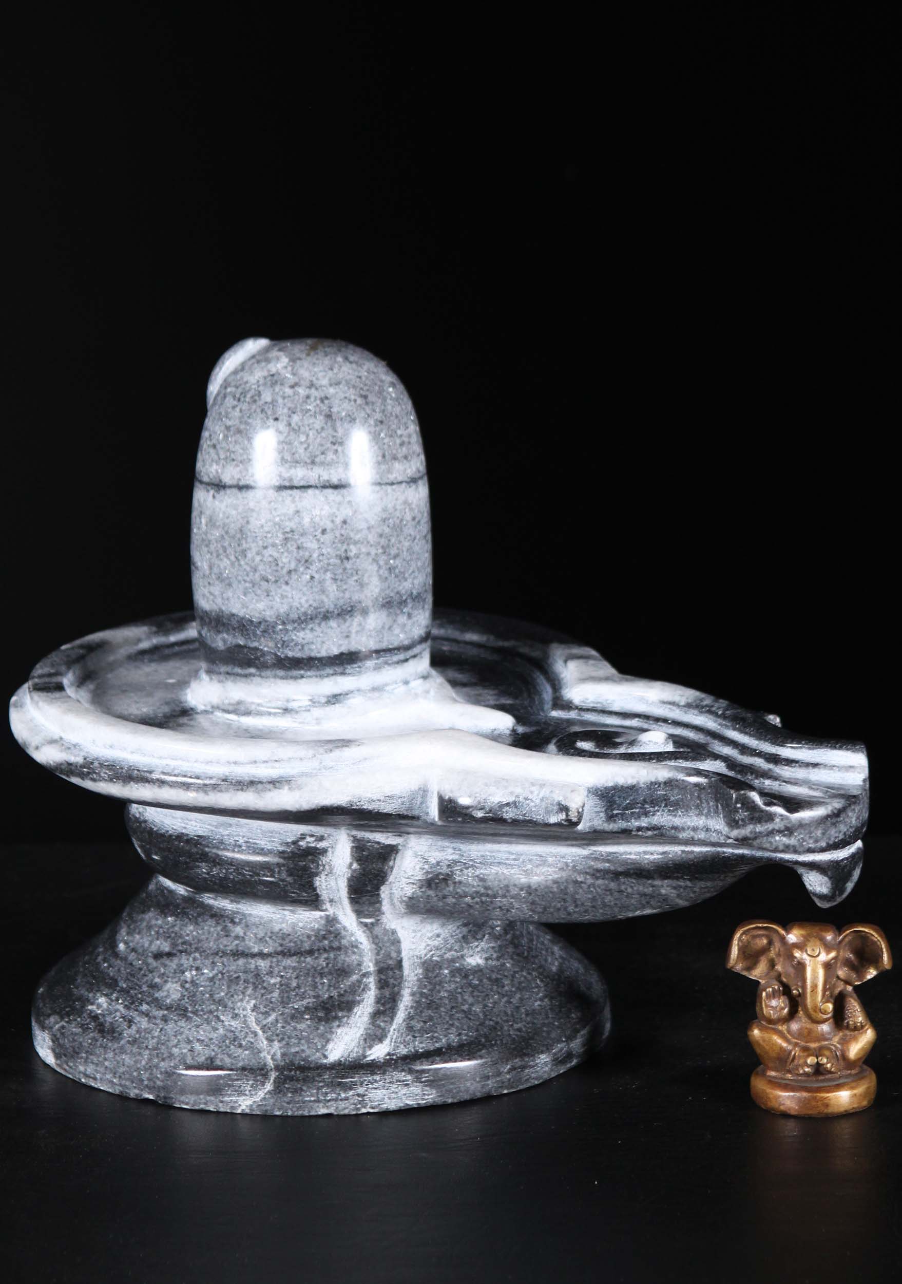Black Marble Shiva Lingam Statue 12"
