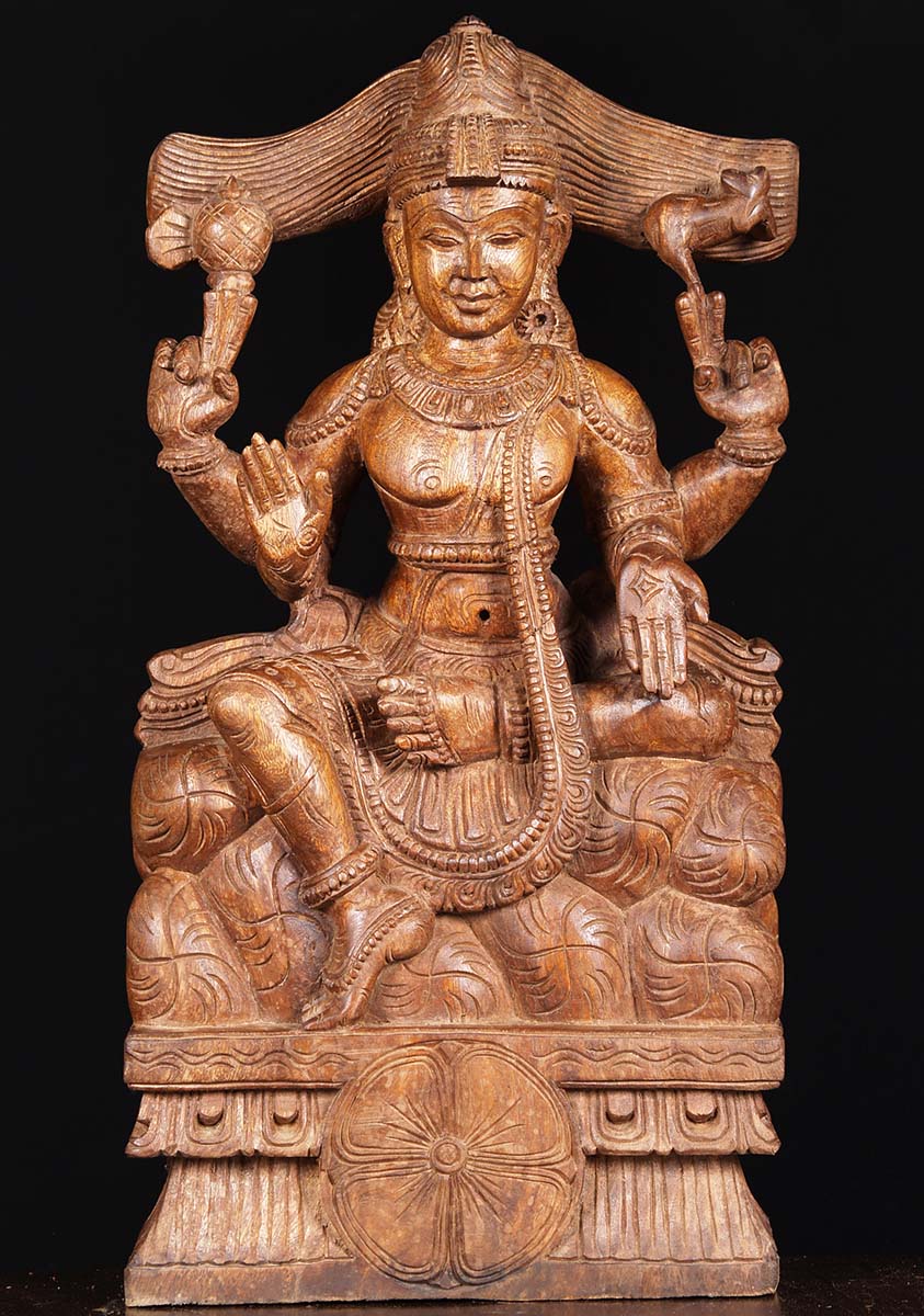 Wooden Shiva Sculpture 24"