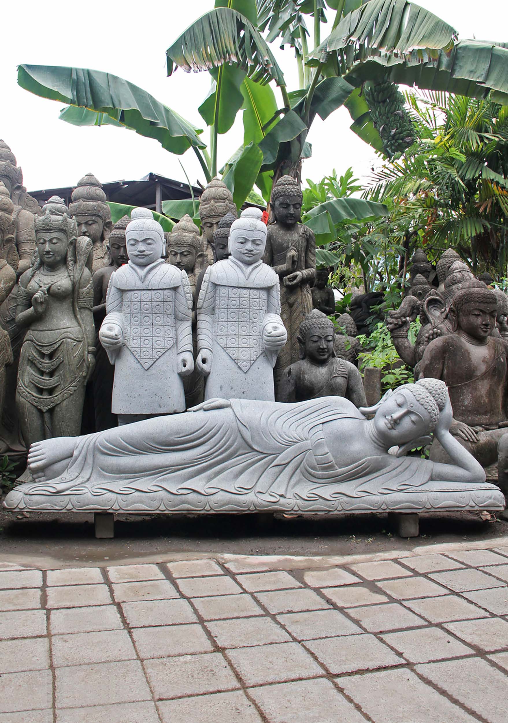 Stone Large Reclining Buddha Sculpture 83"
