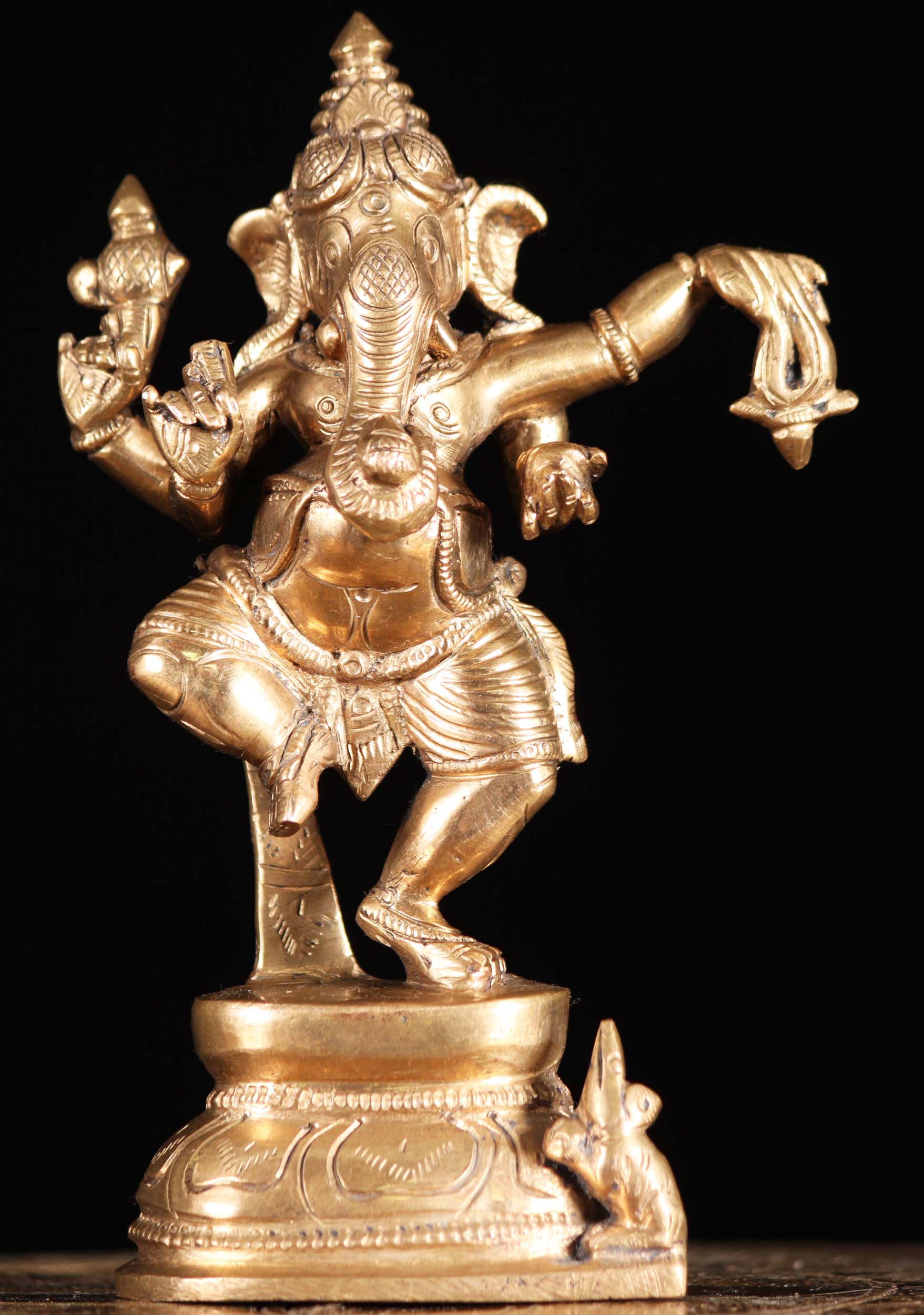 Small Bronze Dancing Ganesha Statue 6"