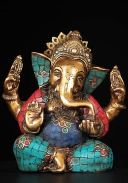 Bronze Dancing Ganesha Playing Flute 38