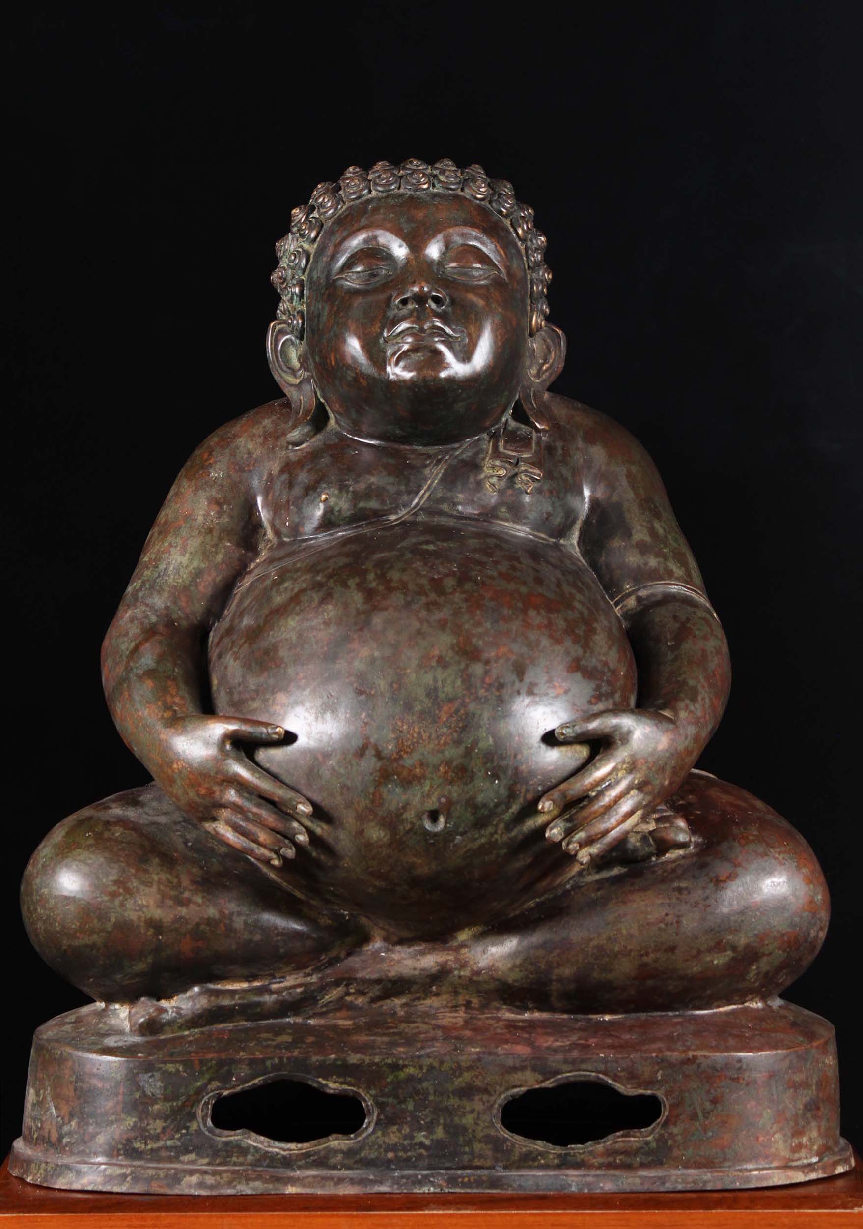 Laughing Buddha Round Medallion Wall Plaque  6" D. 