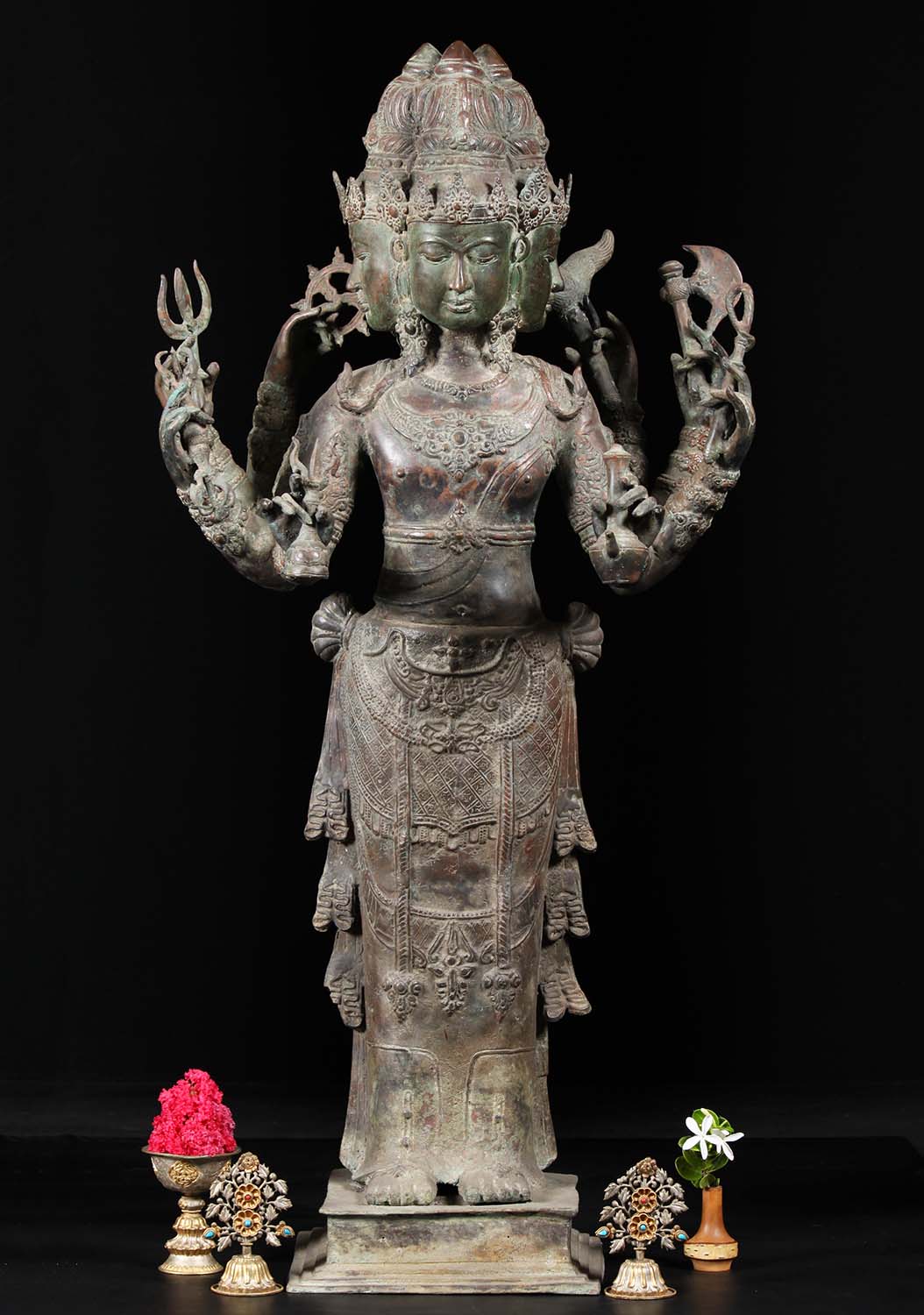 Brass Standing 4 Faced Brahma Statue 45"