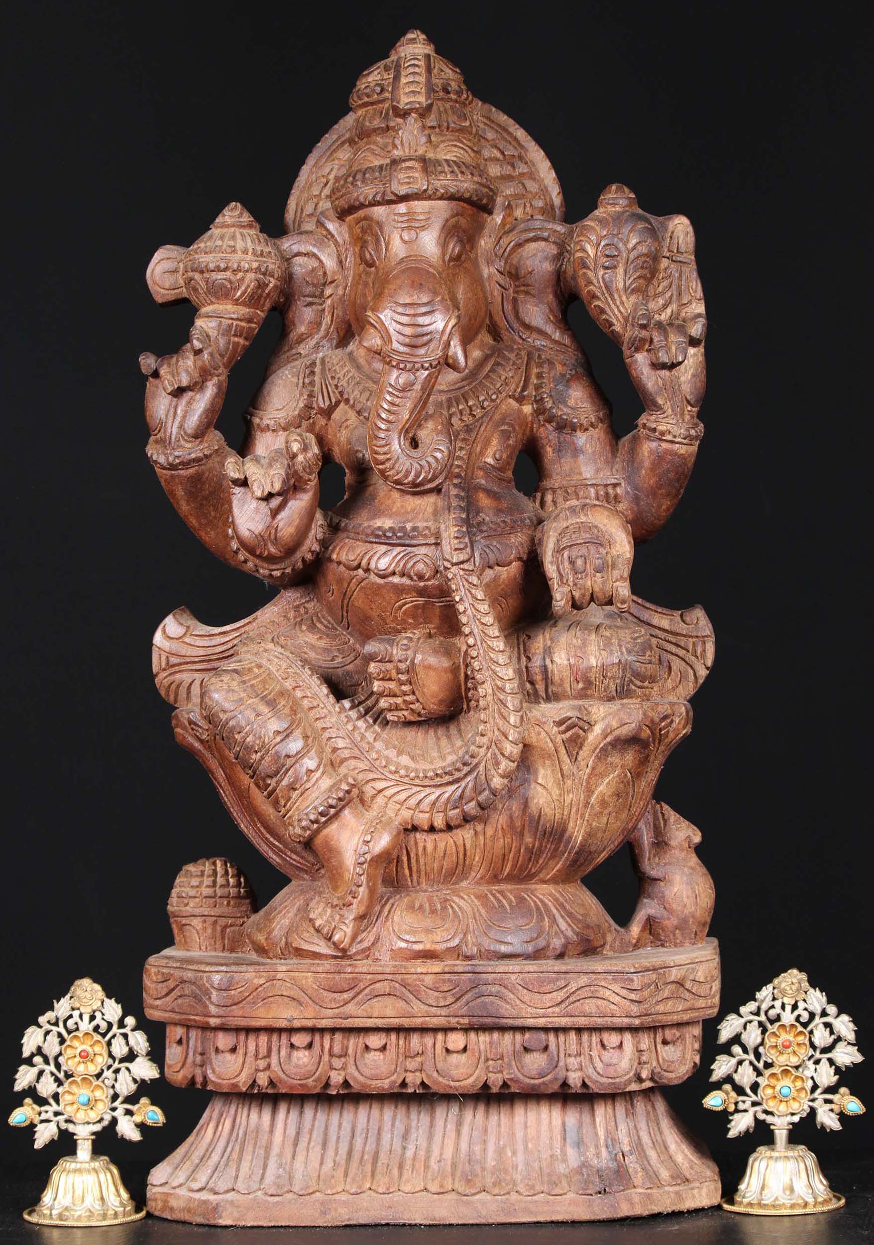 Wood Statue of Ganesh, Remover of Obstacles 24"