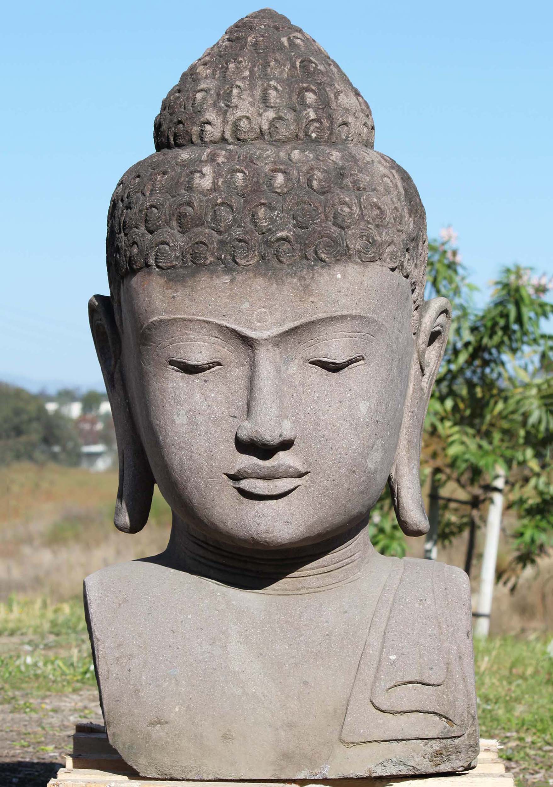 Stone Buddha Garden Bust 41"
