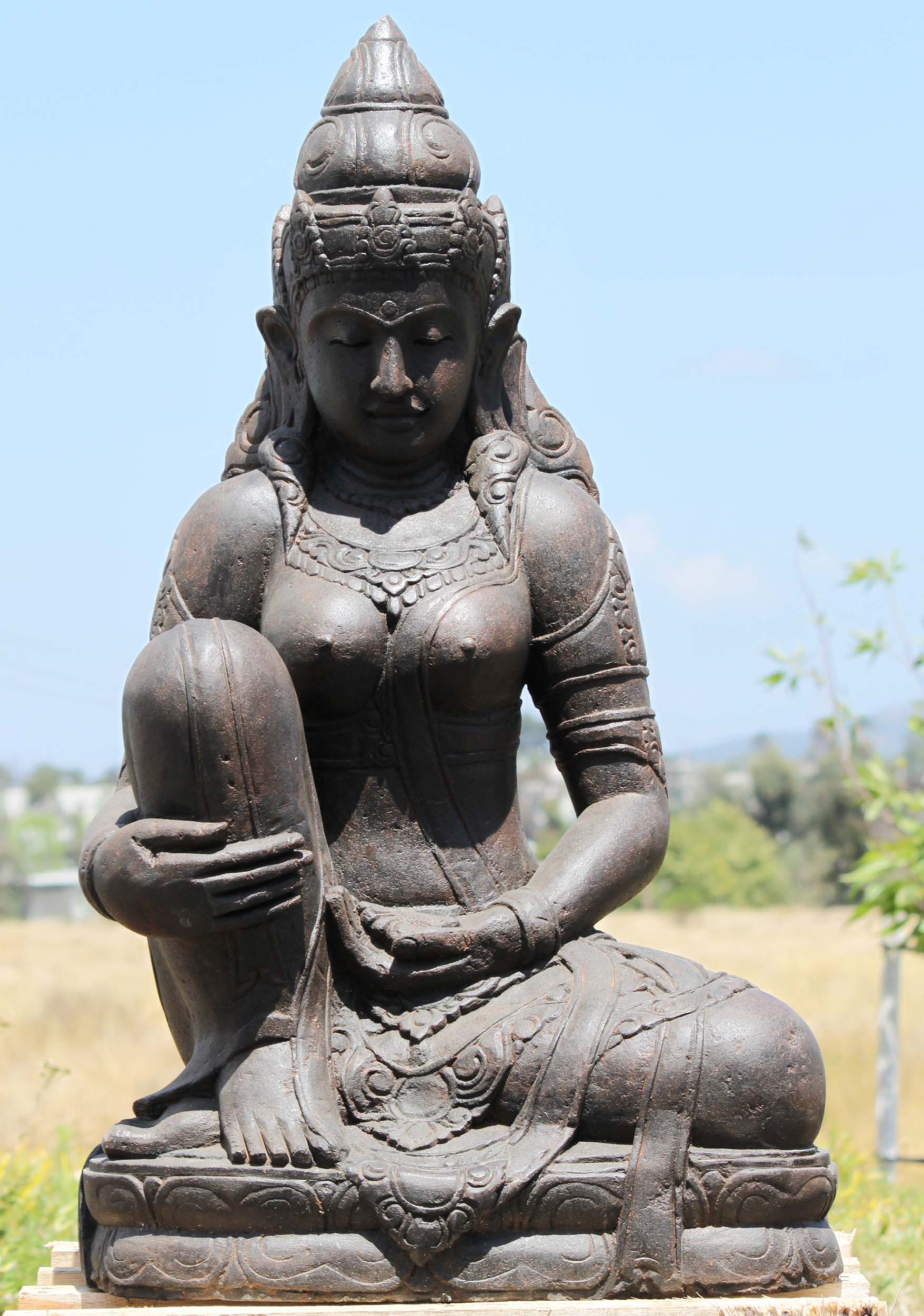 Stone Devi Tara Garden Sculpture 40"