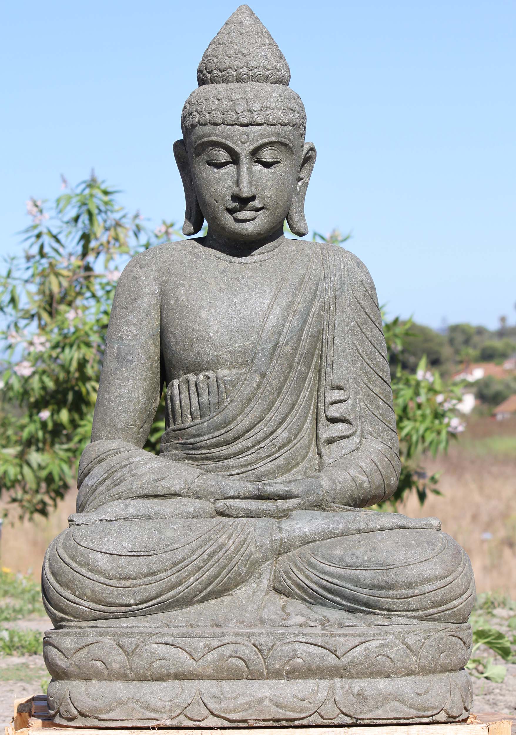 Stone Dhyana Mudra Meditating Buddha 45"
