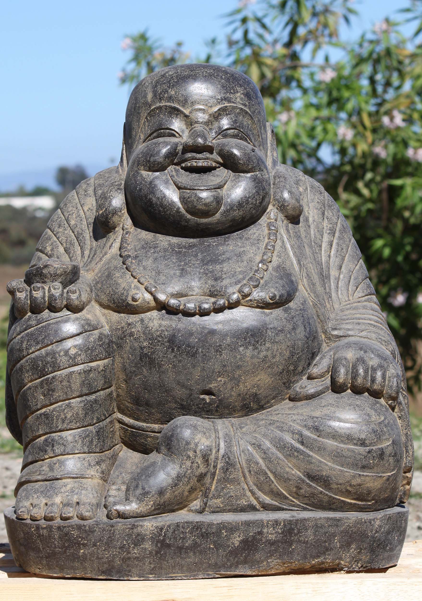 Stone Happy Hotei Buddha of Wealth & Prosperity 24"