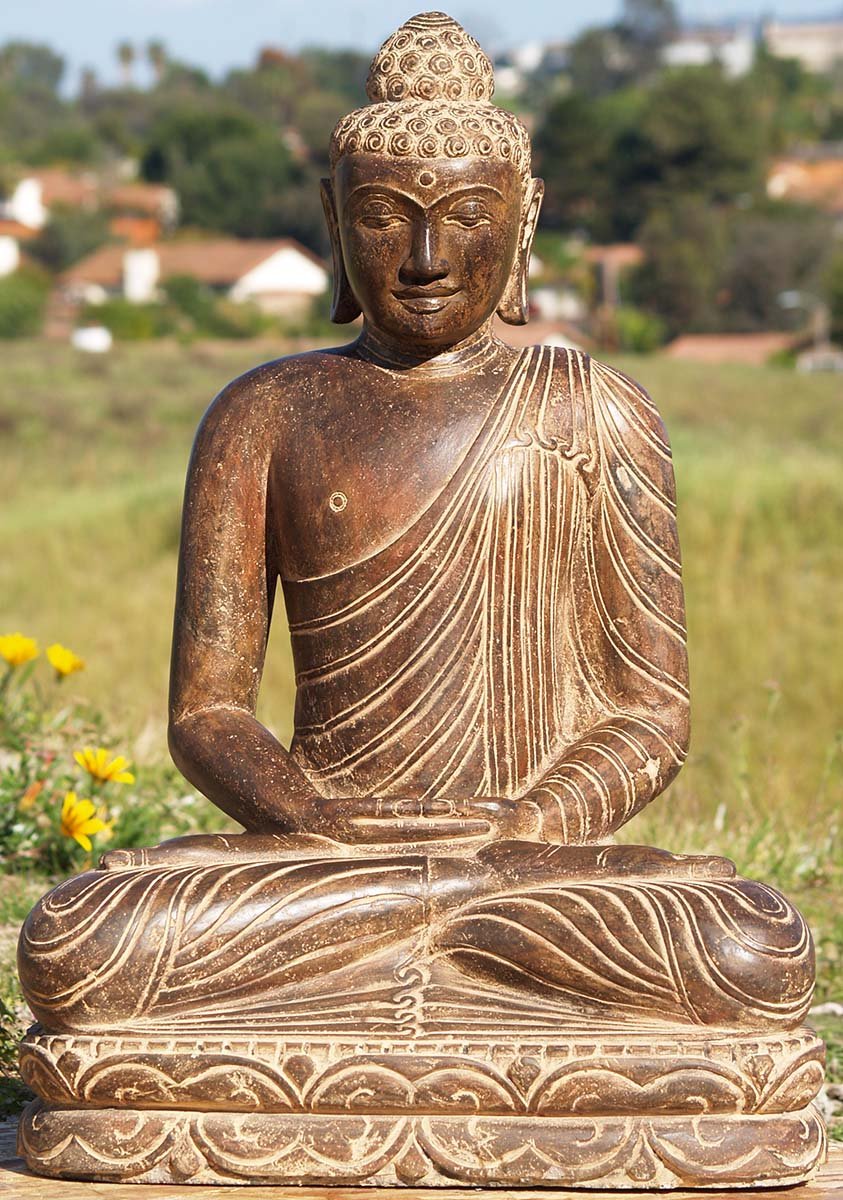 SOLD Stone Meditating Buddha Statue 33