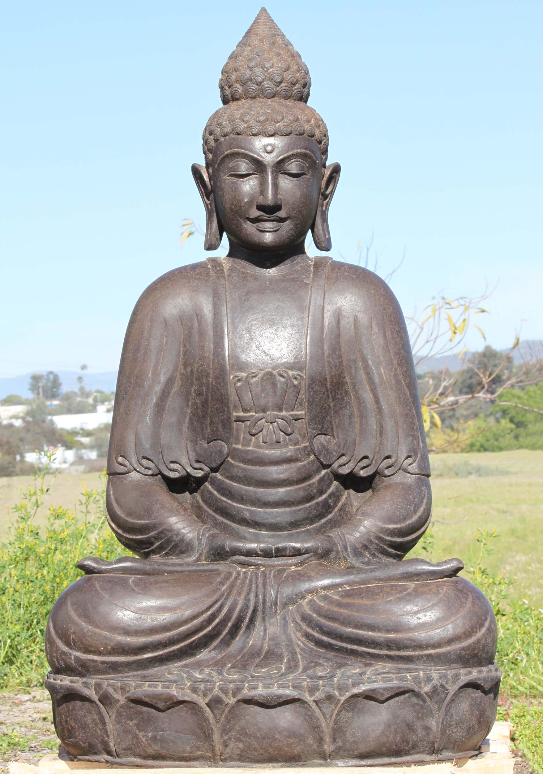 SOLD Stone Meditating Garden Buddha Statue 39