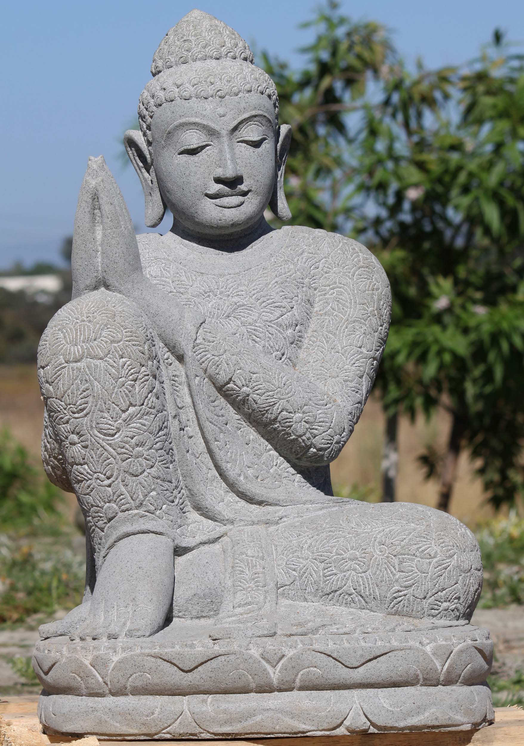 Stone Resting Namaste Garden Buddha Statue 29"