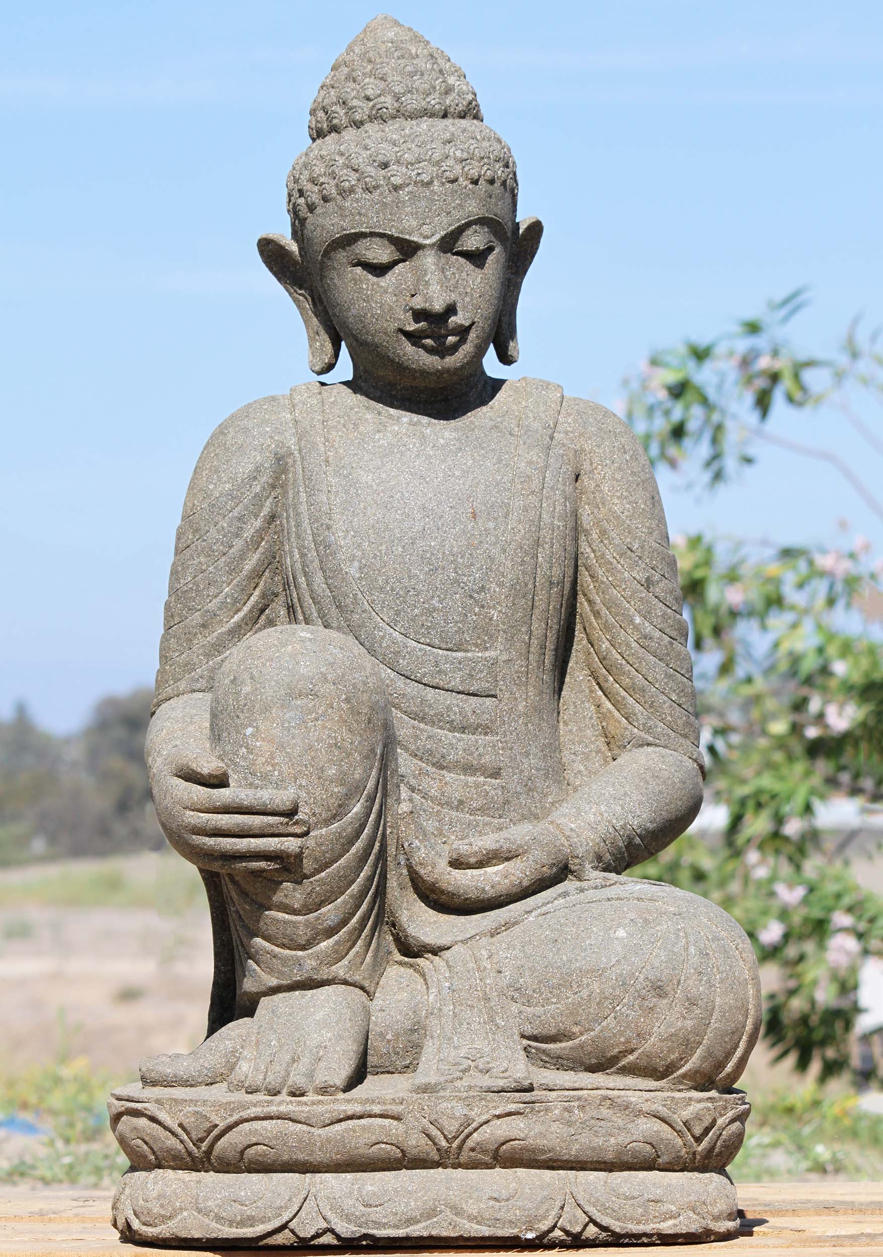 Stone Resting Garden Buddha Statue 39"